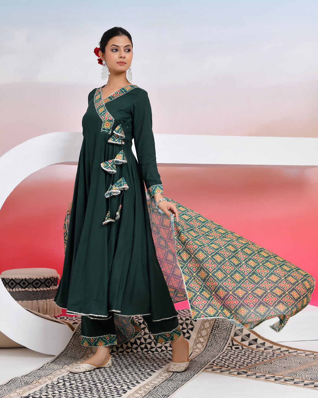 Vintage green suit Set with Duppta