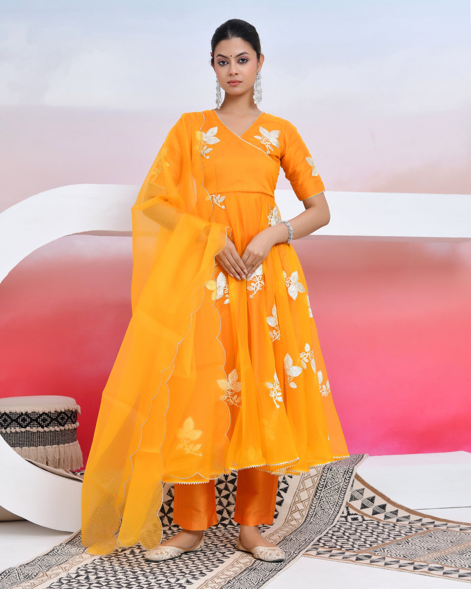 Yellow Gota Organza Suit Set