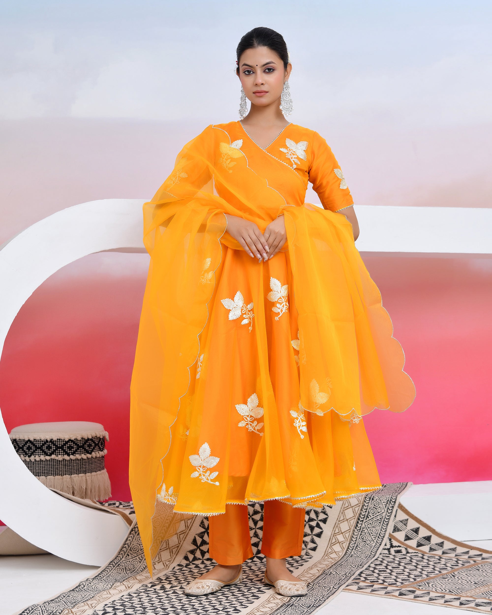 Yellow Gota Organza Suit Set