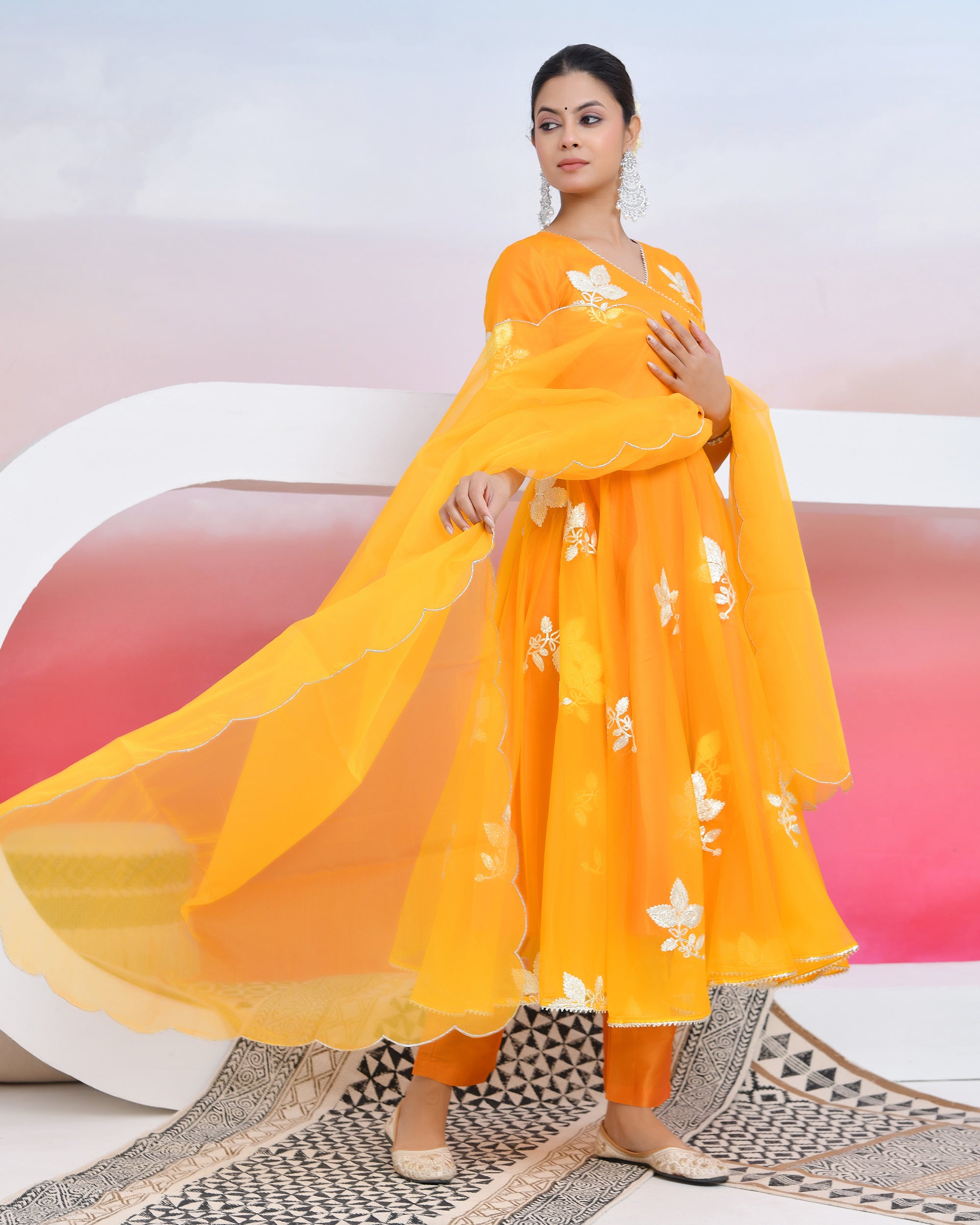 Yellow Gota Organza Suit Set