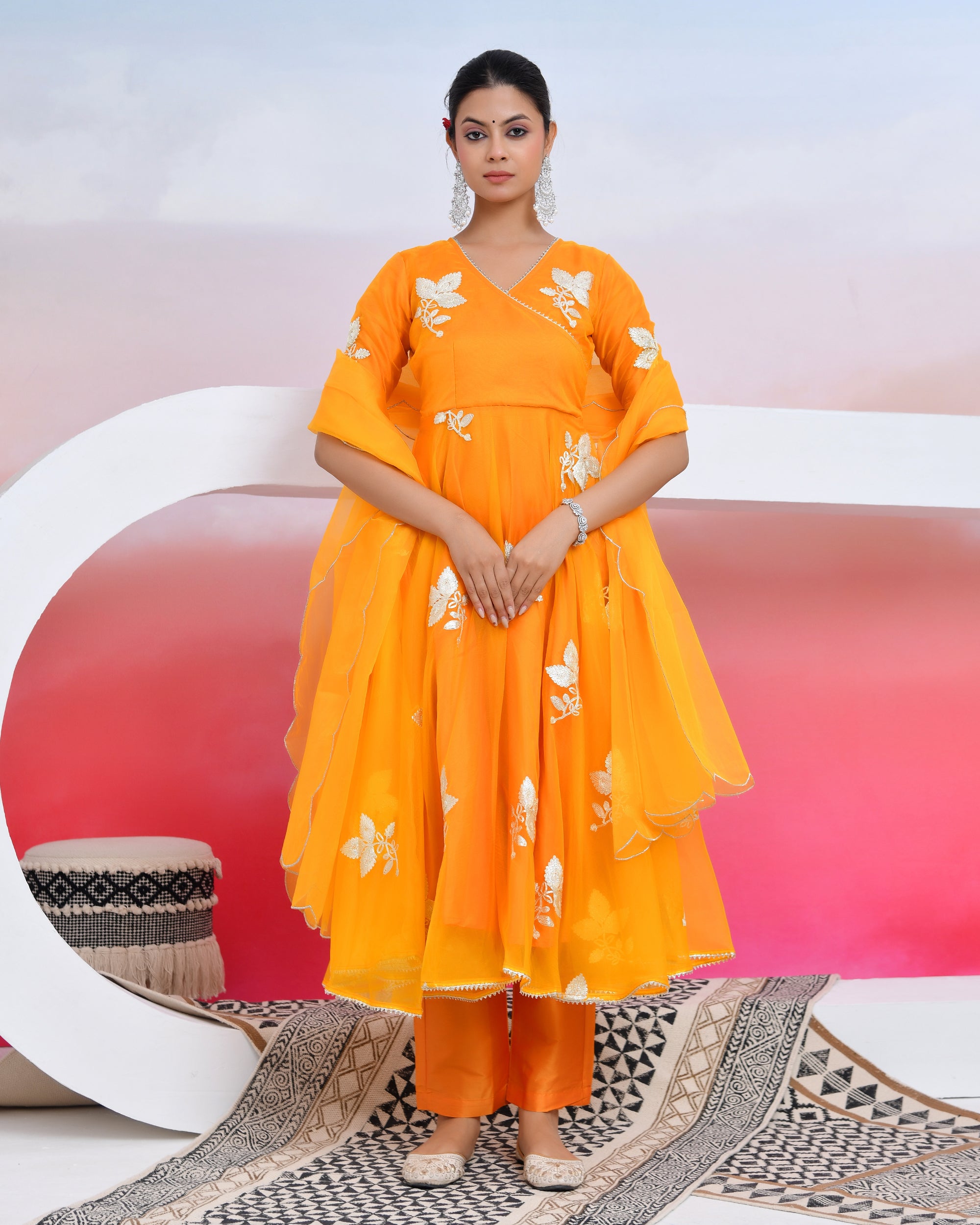 Yellow Gota Organza Suit Set