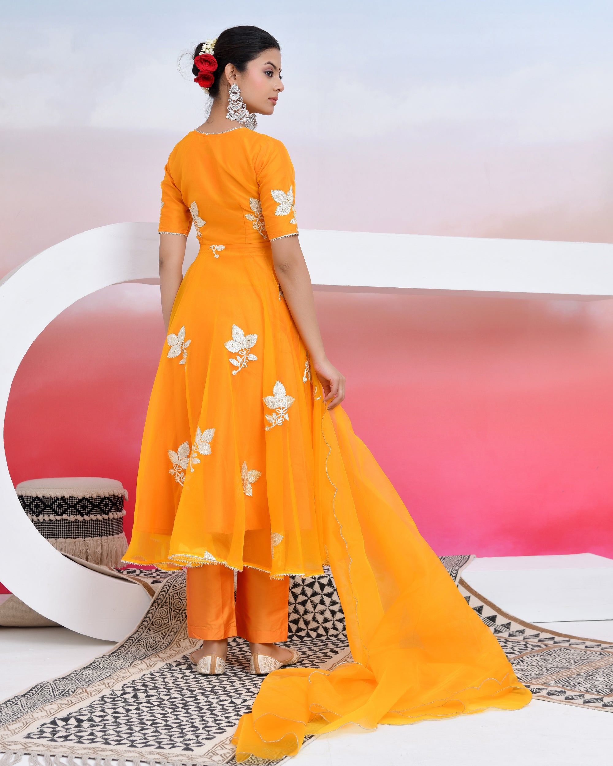 Yellow Gota Organza Suit Set