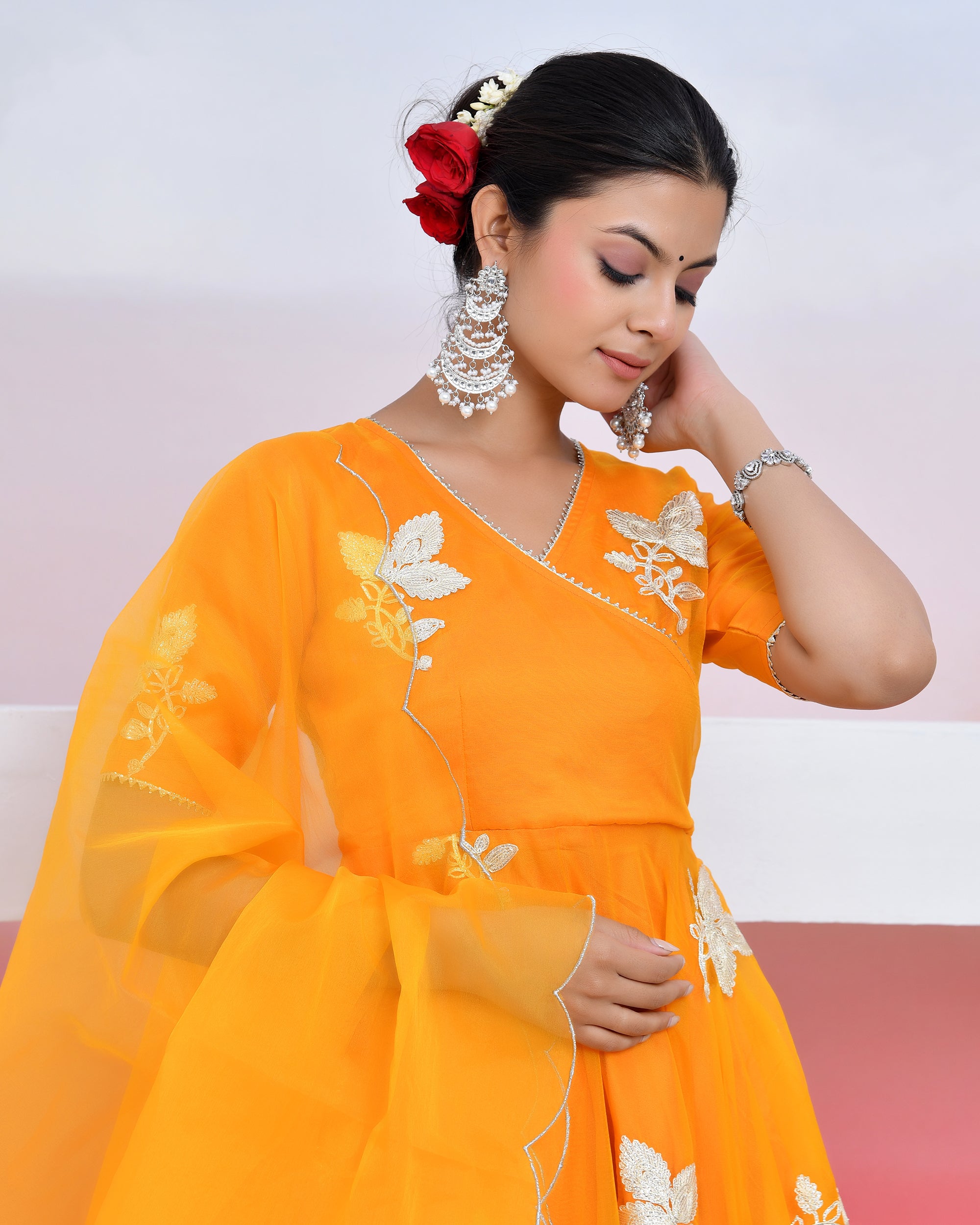 Yellow Gota Organza Suit Set