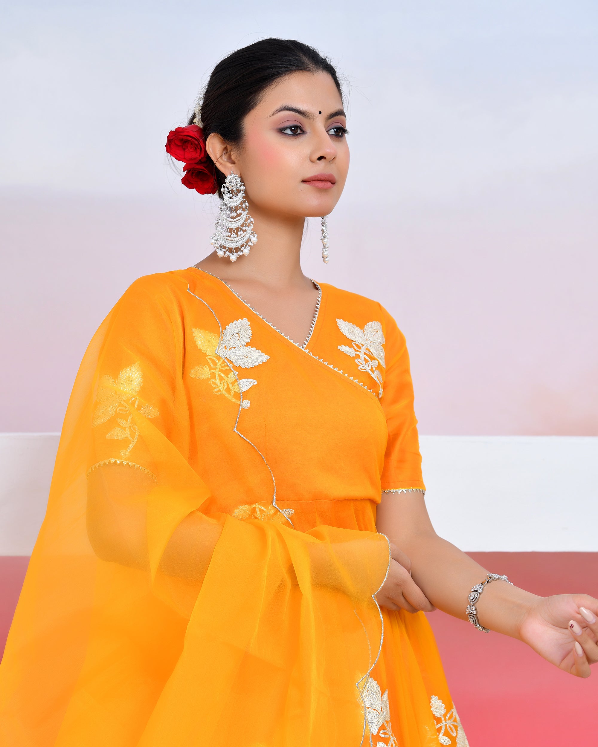 Yellow Gota Organza Suit Set