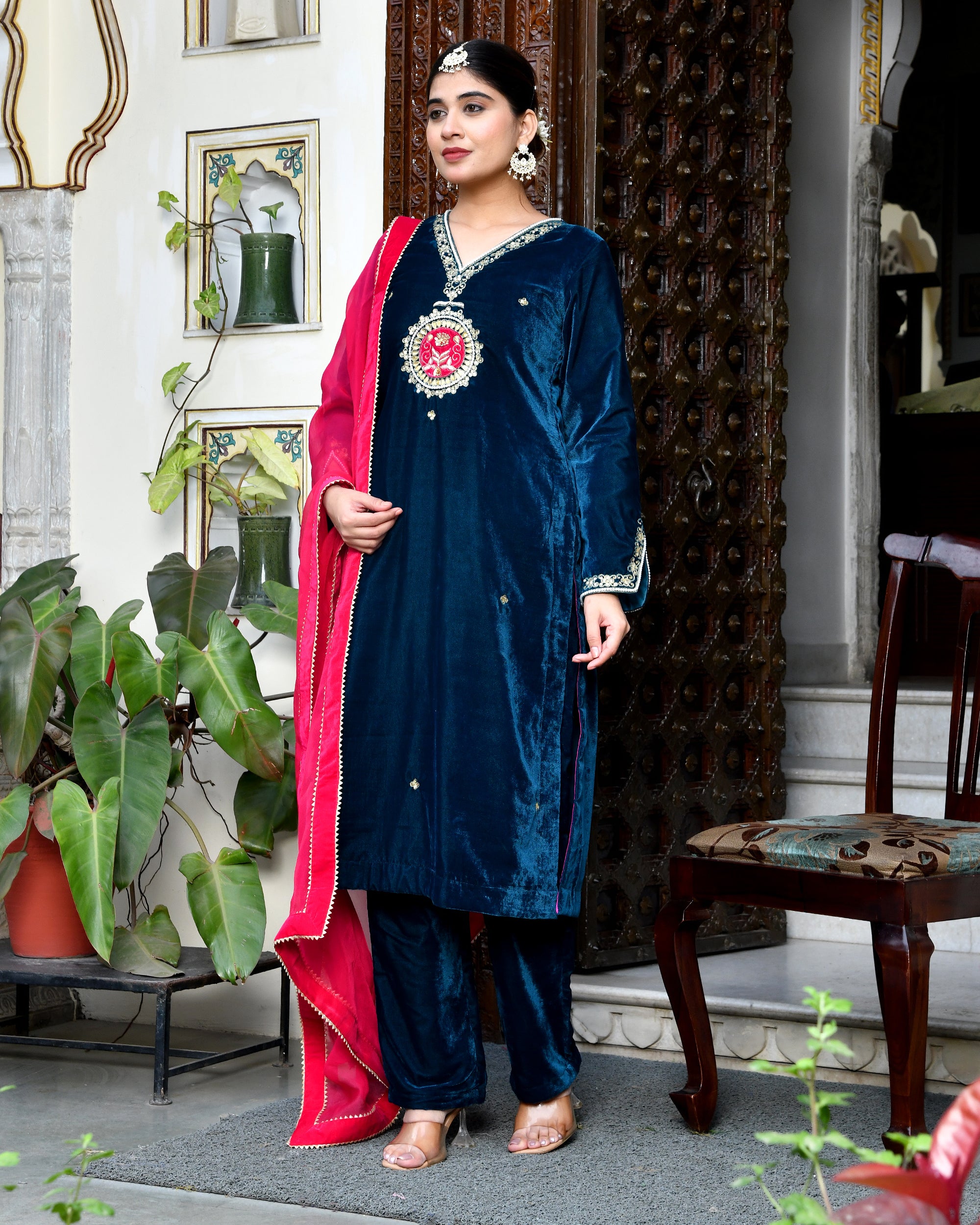 Bela Velvet with Organza Duppta Set