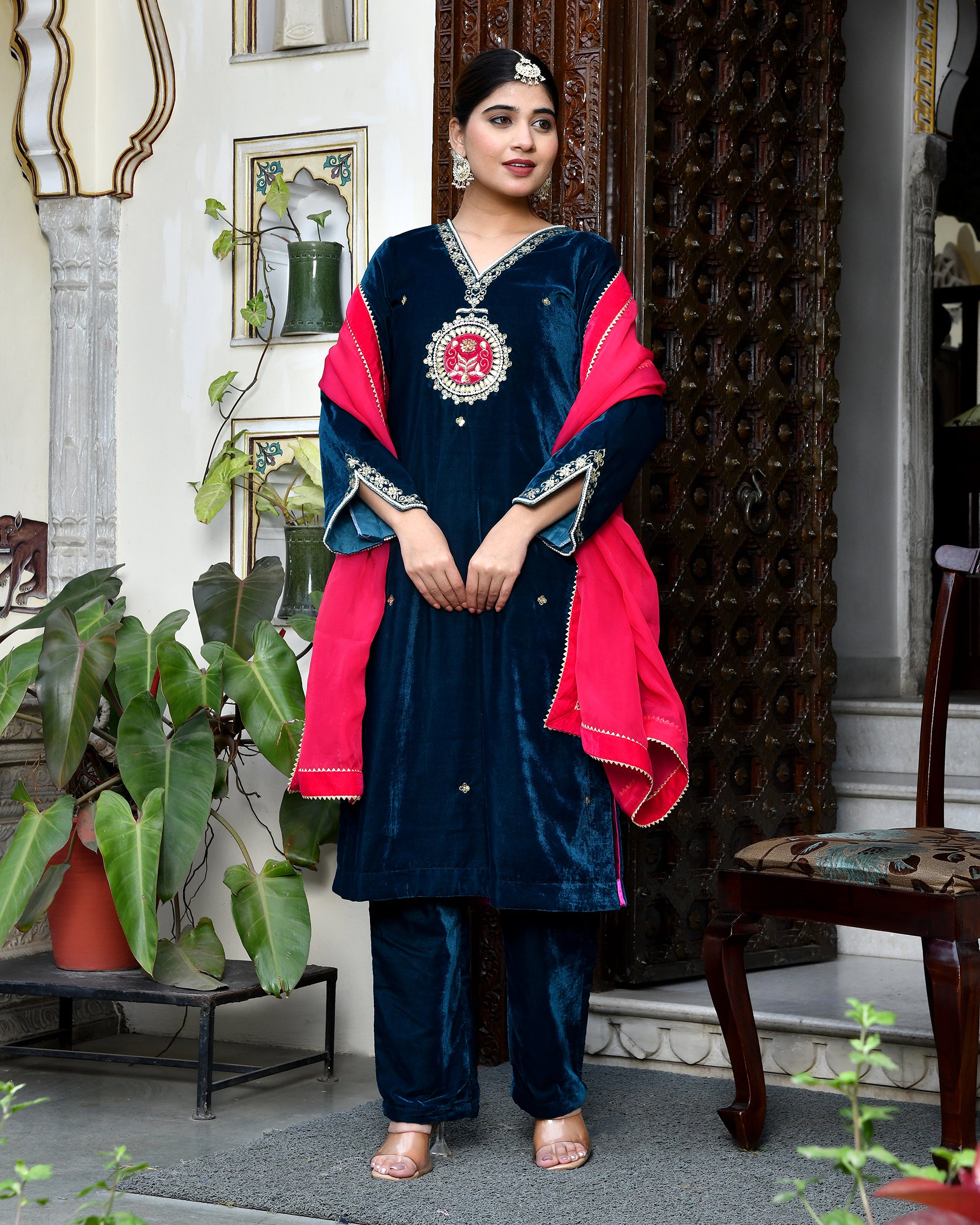 Bela Velvet with Organza Duppta Set