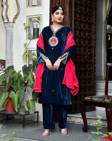 Bela Velvet with Organza Duppta Set