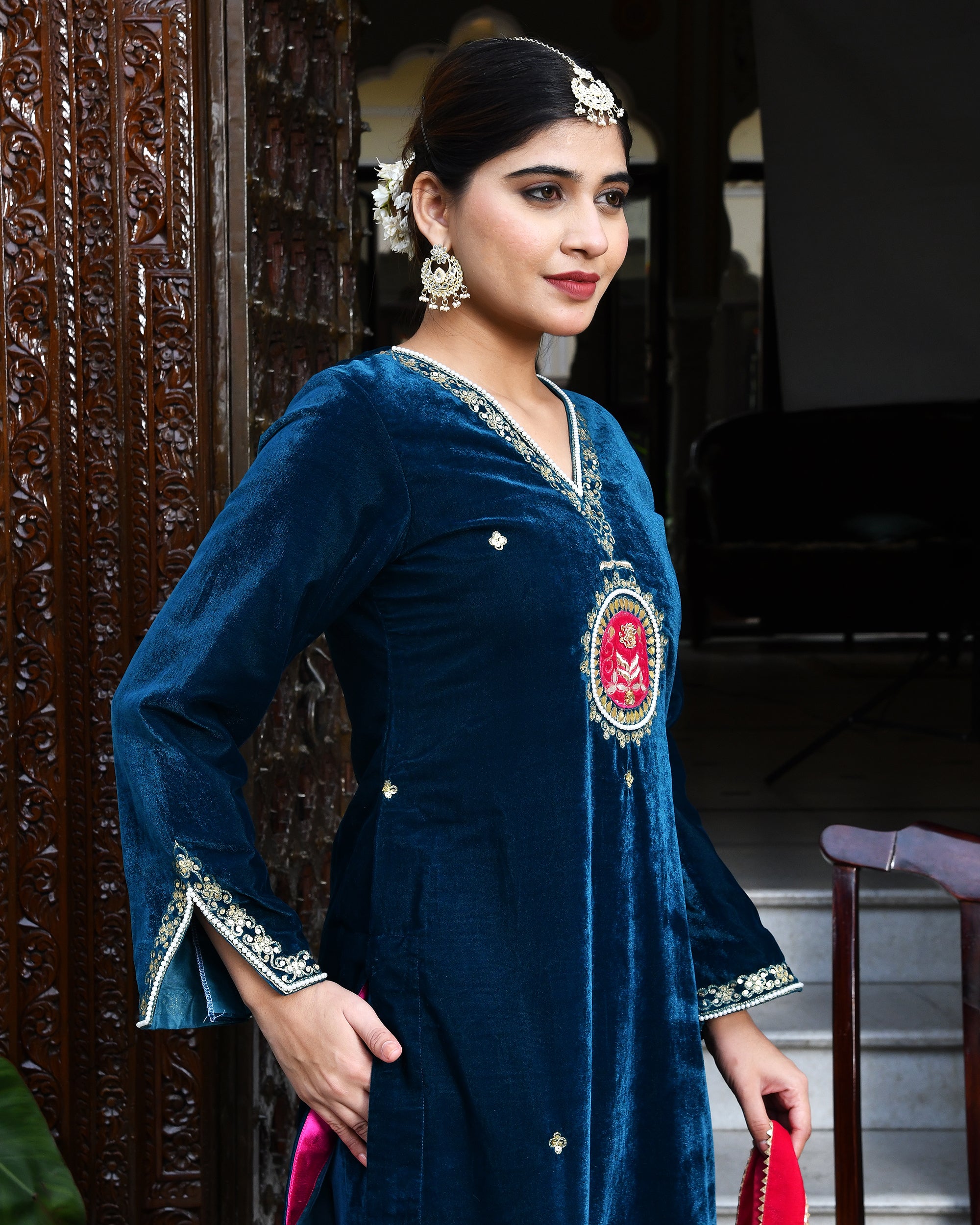 Bela Velvet with Organza Duppta Set