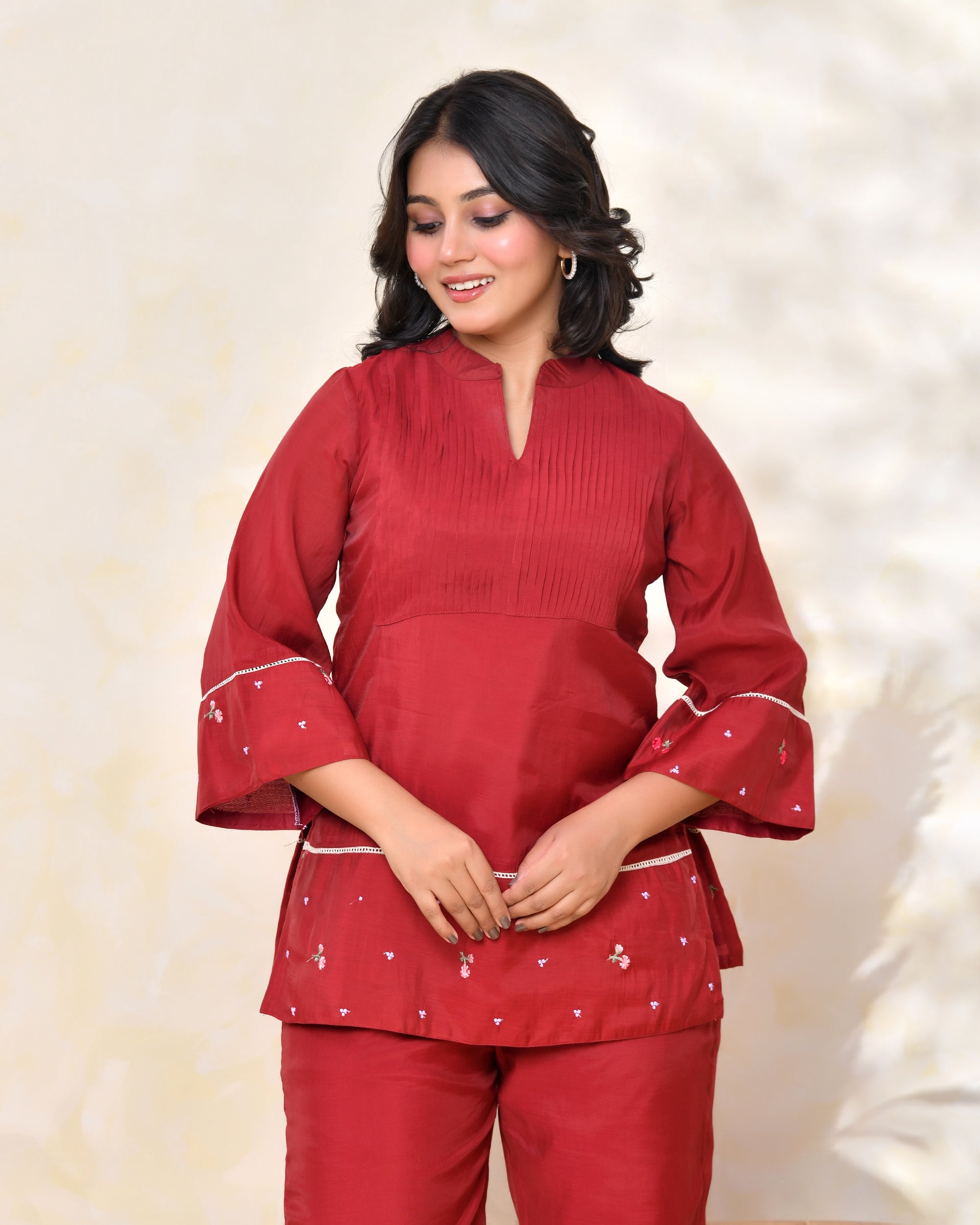 Maroon Phuleri Coord Set