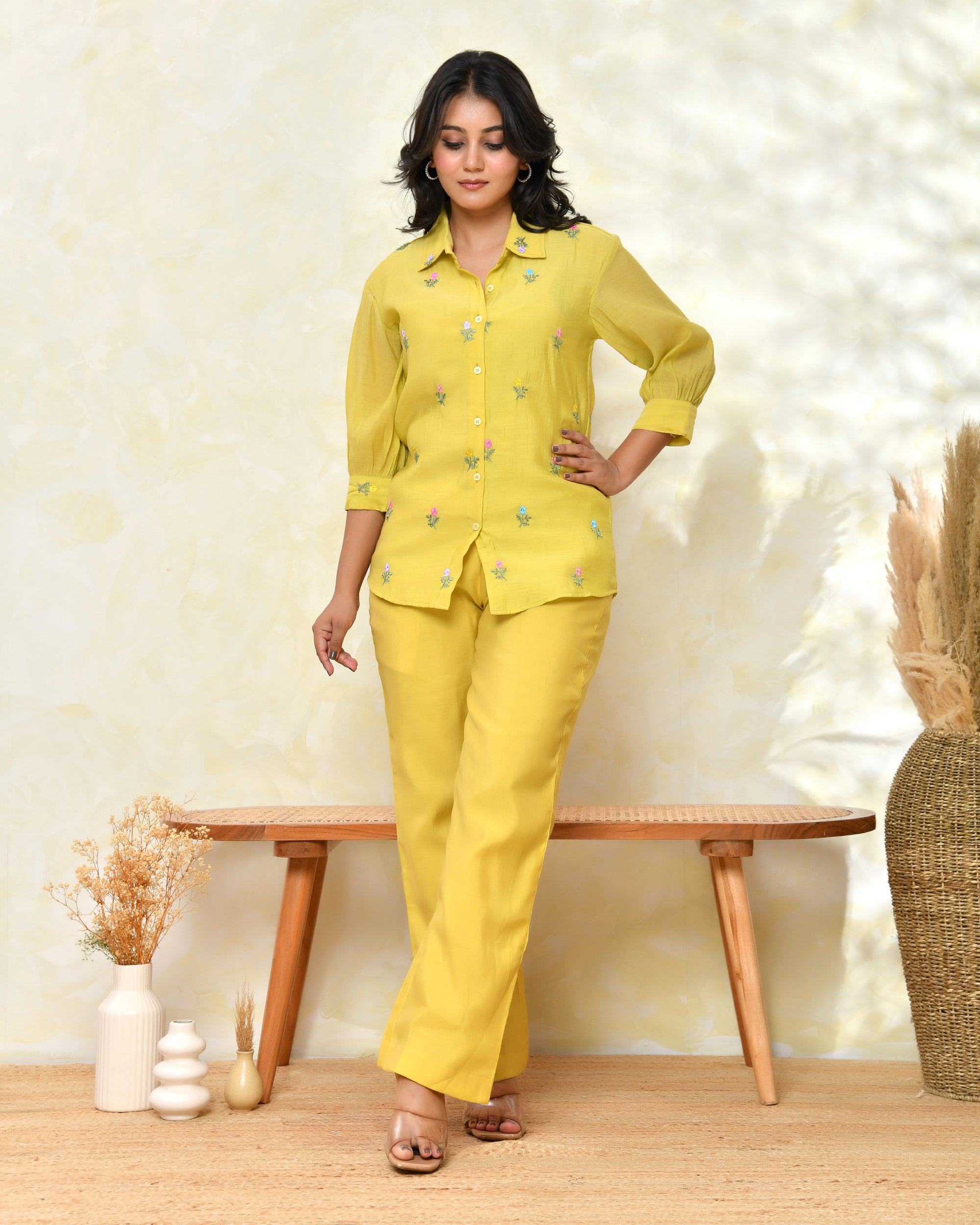 Yellow Malchanderi Shirt Coord Set