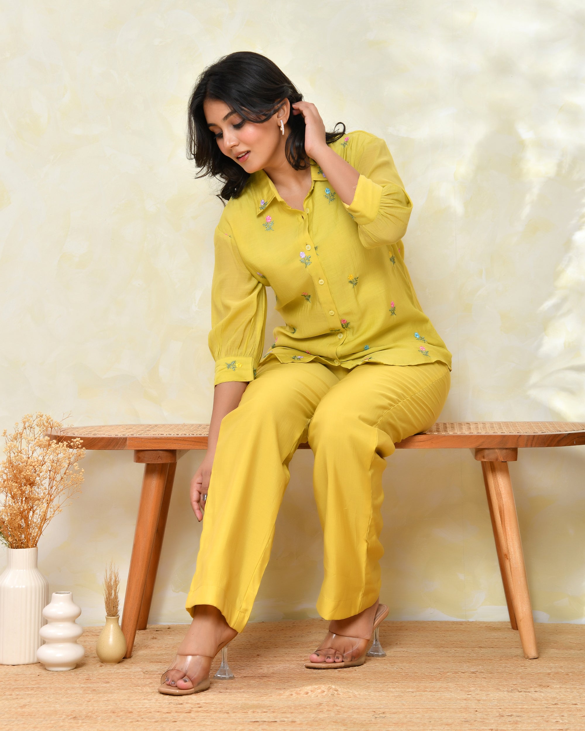 Yellow Malchanderi Shirt Coord Set