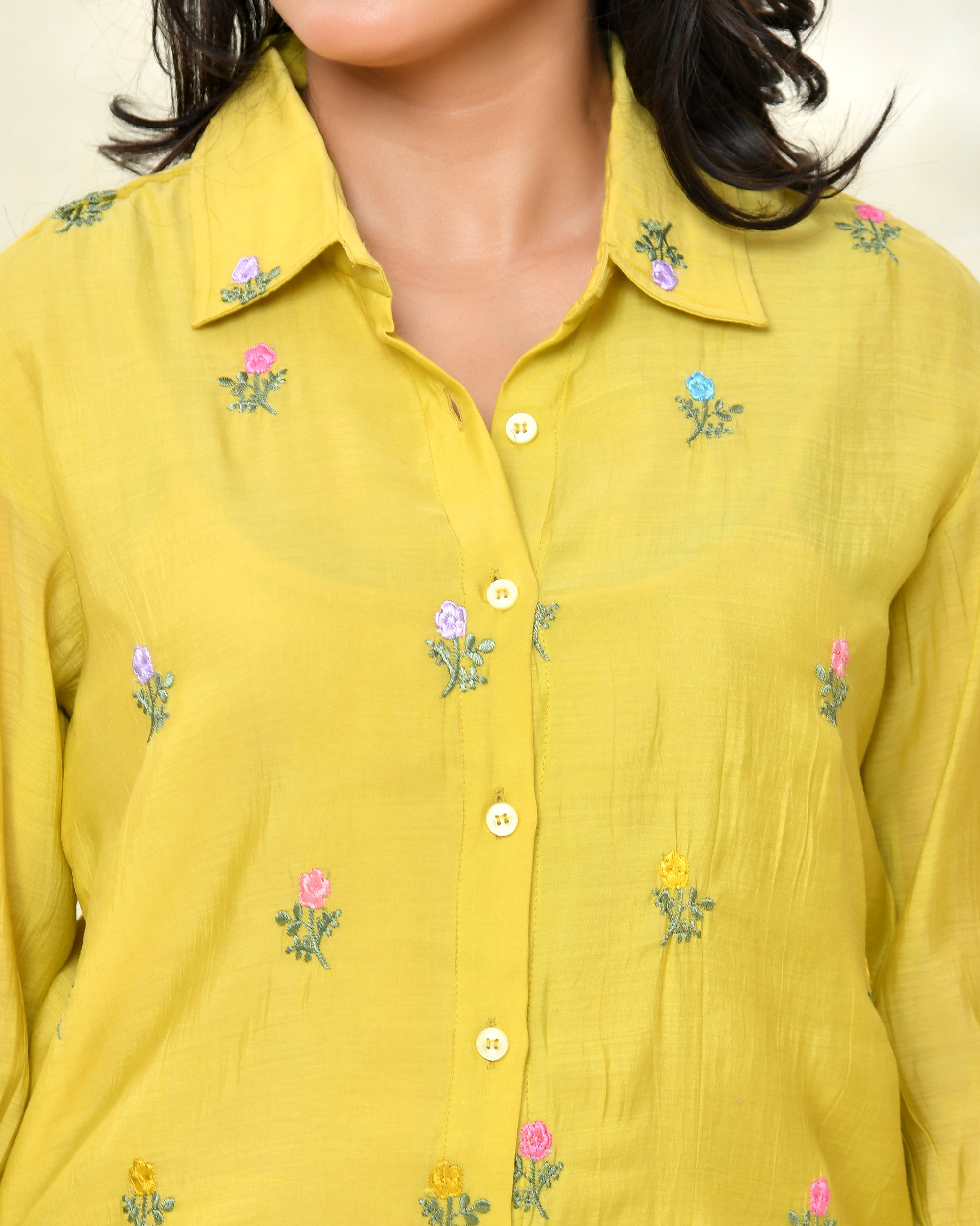 Yellow Malchanderi Shirt Coord Set