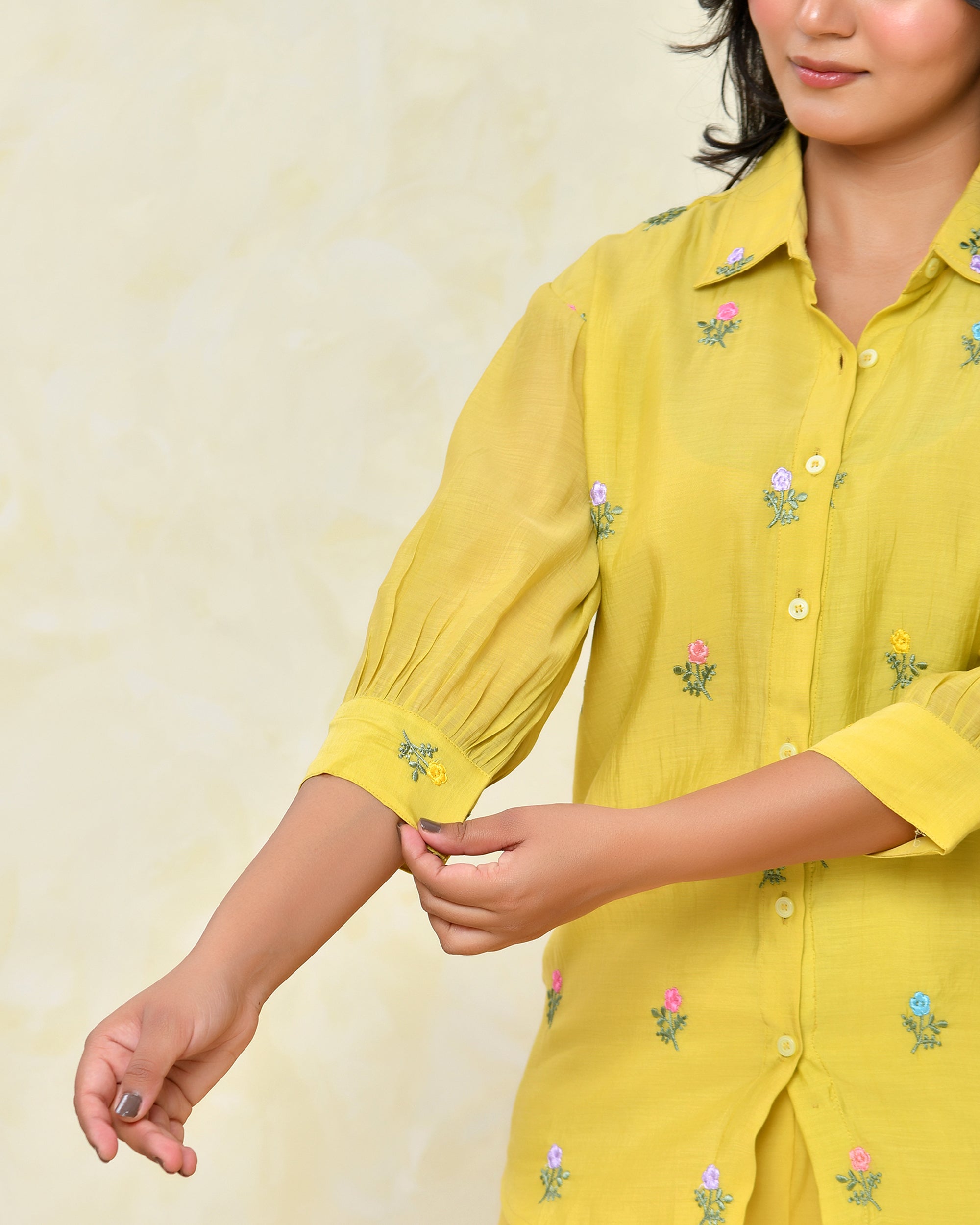 Yellow Malchanderi Shirt Coord Set