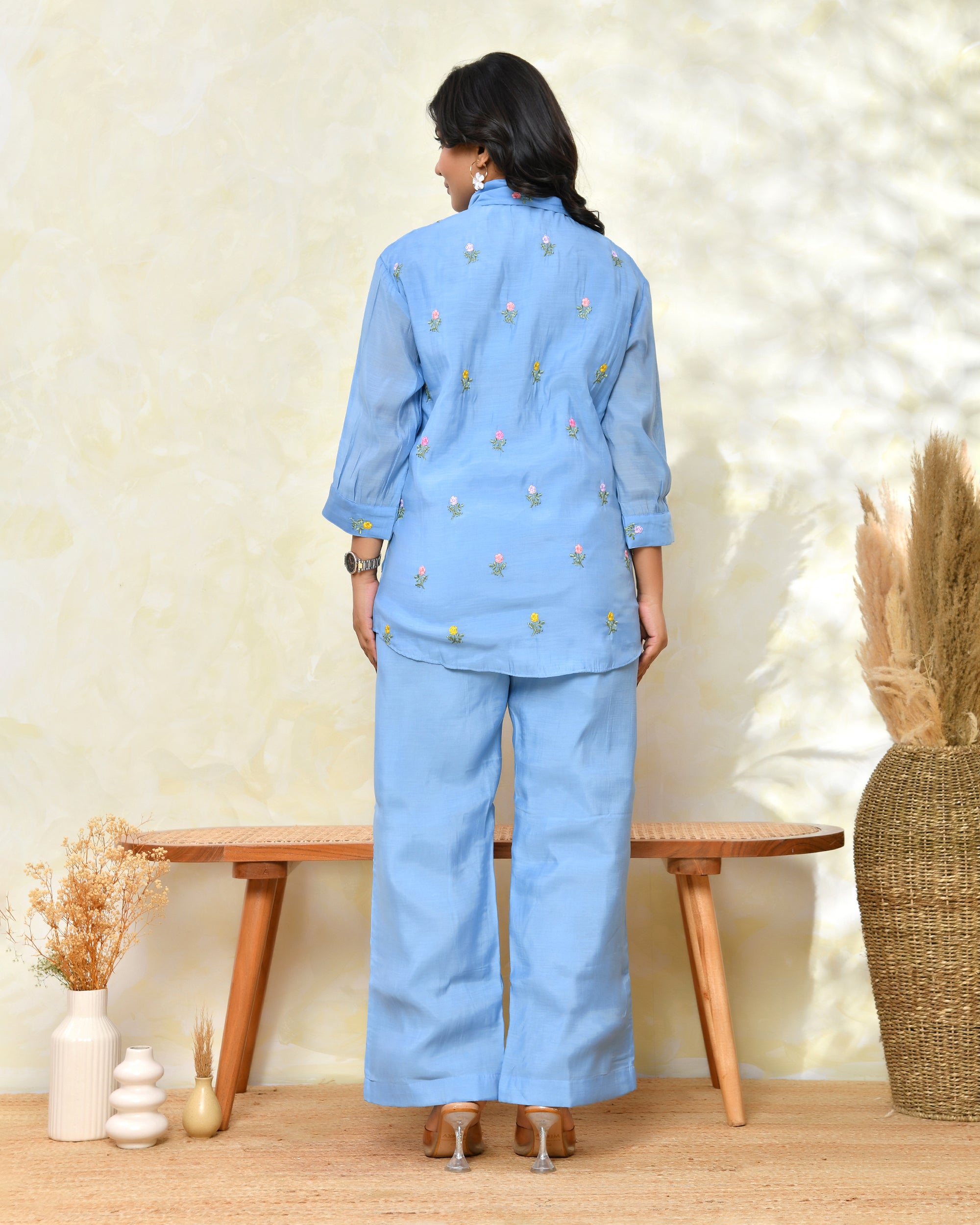 Blue Malchanderi Shirt Coord Set