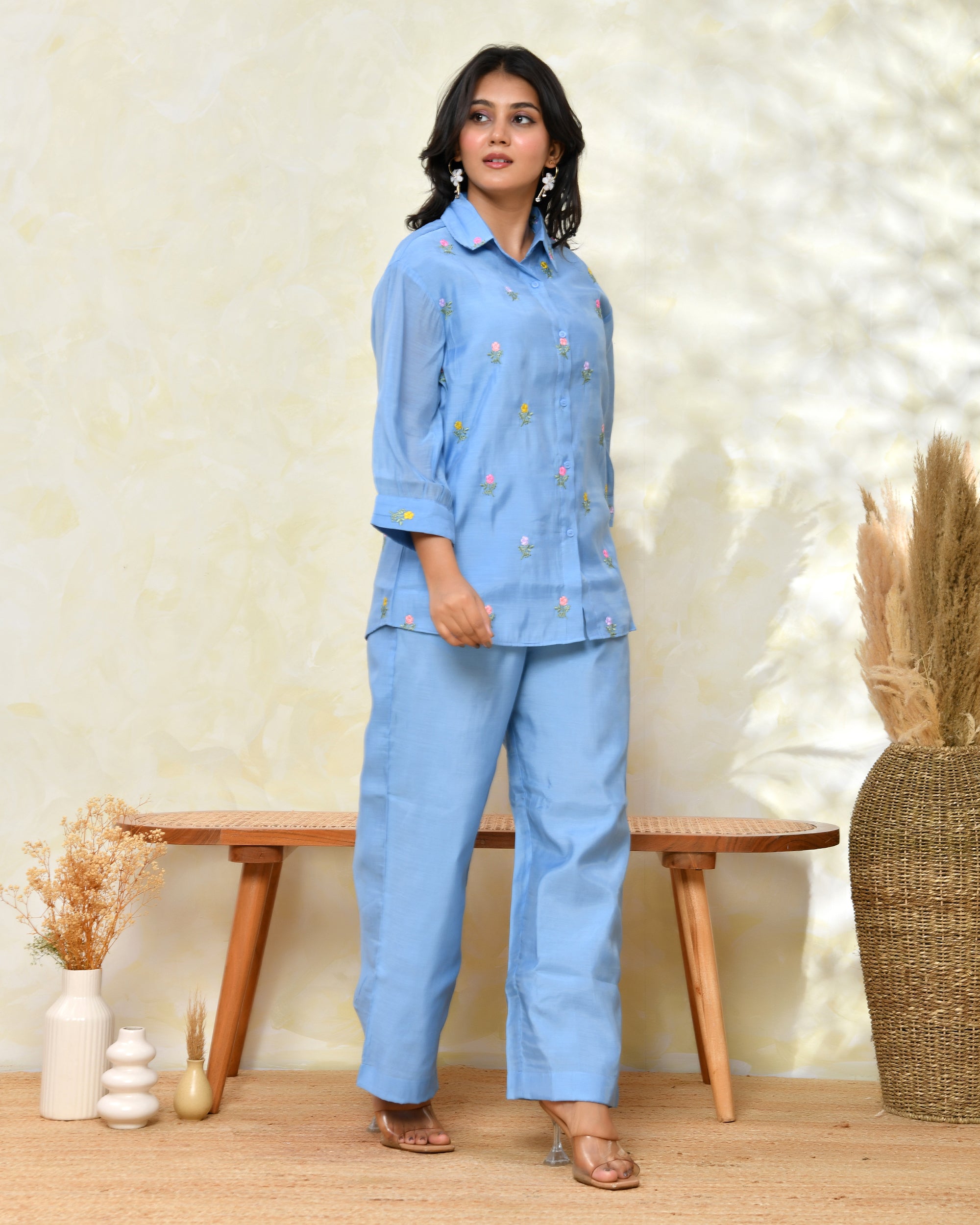 Blue Malchanderi Shirt Coord Set