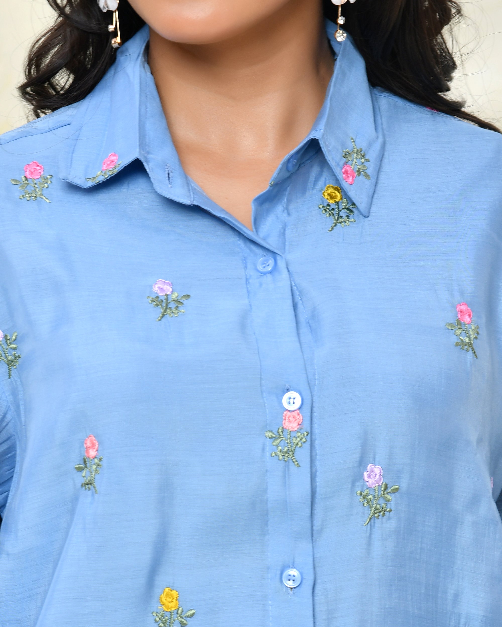 Blue Malchanderi Shirt Coord Set