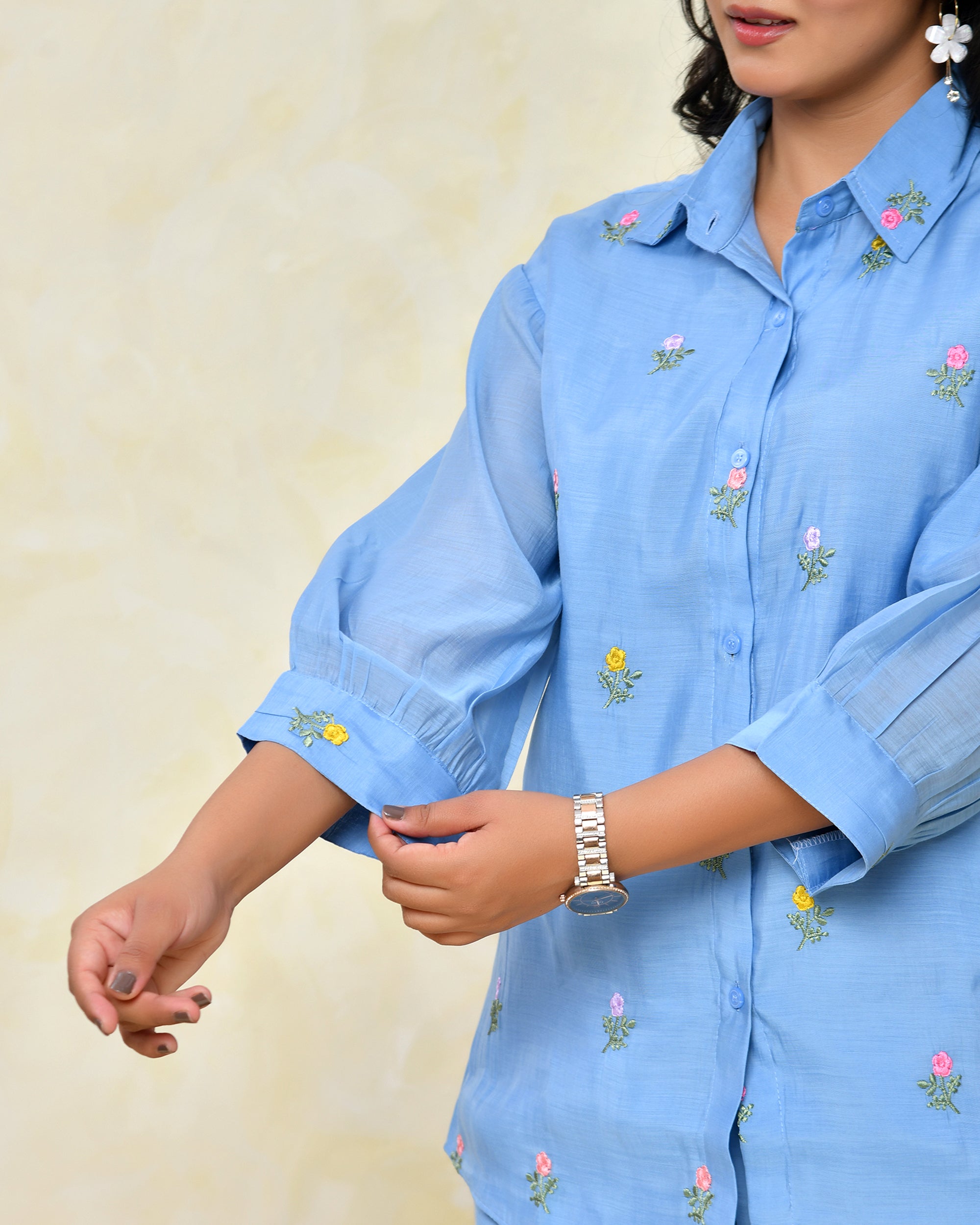 Blue Malchanderi Shirt Coord Set