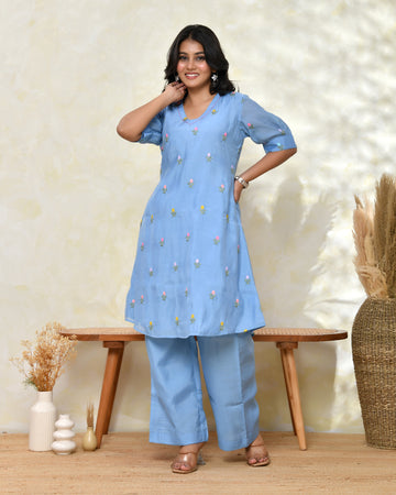 Blue Malchanderi Tunic Set