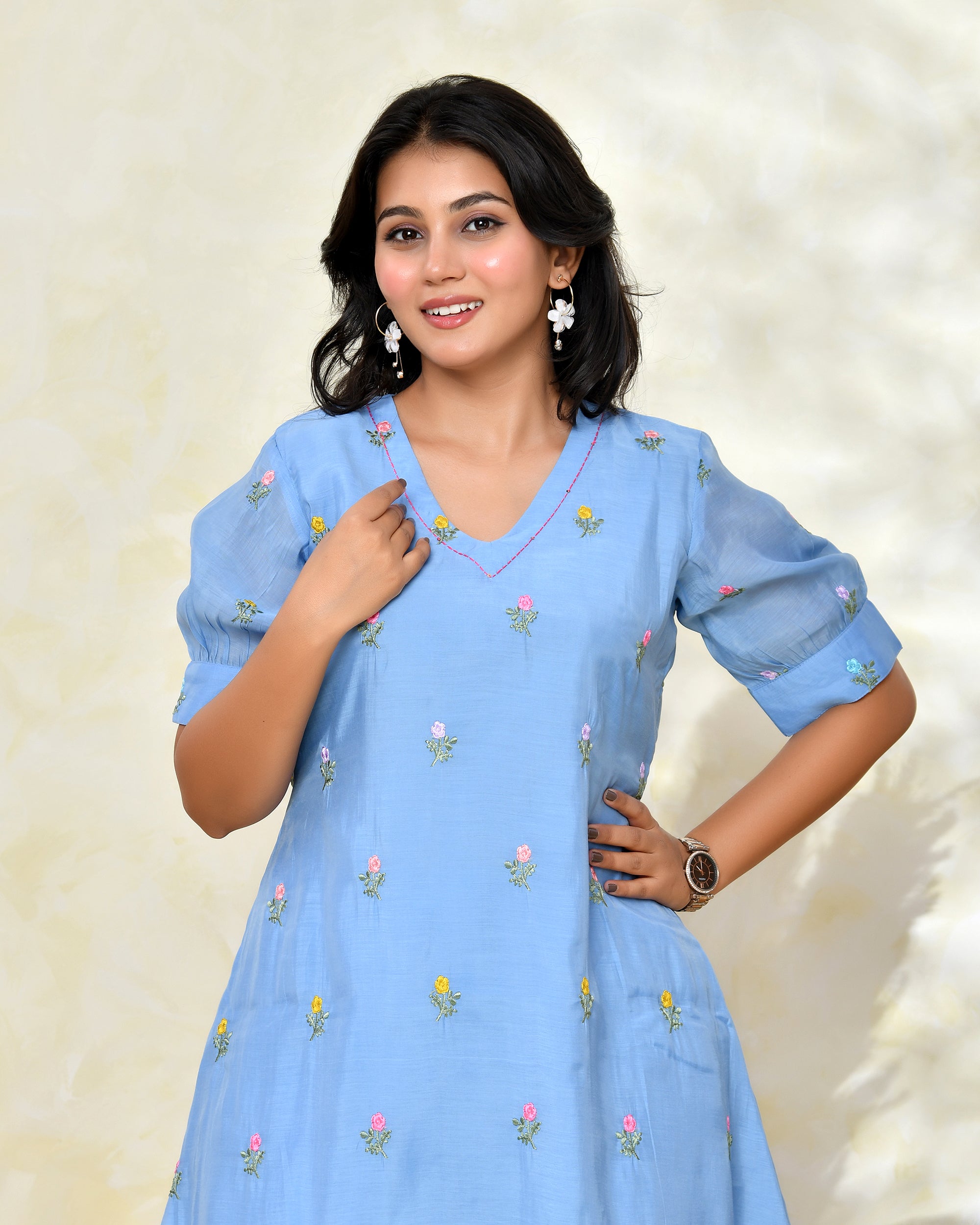 Blue Malchanderi Tunic Set