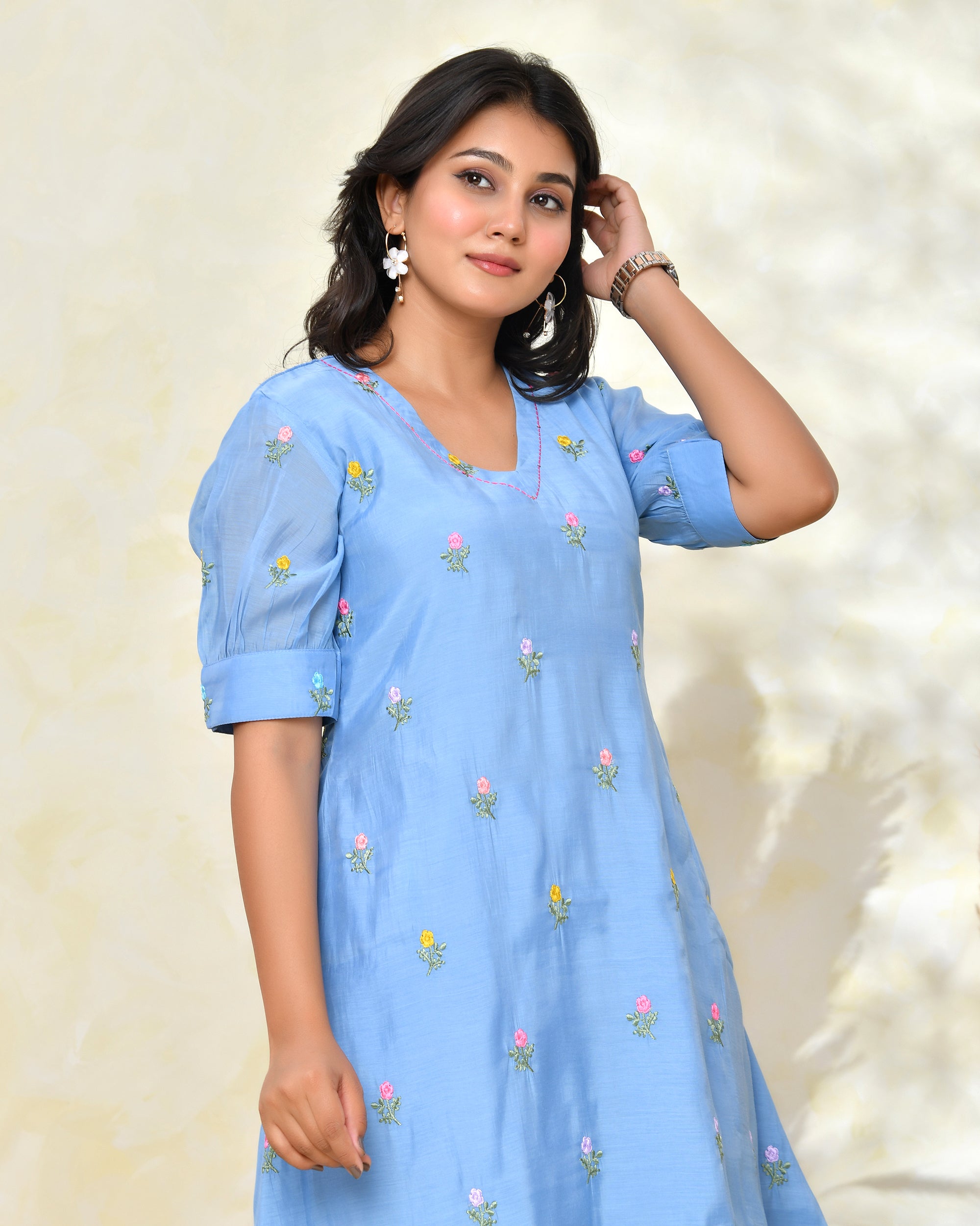 Blue Malchanderi Tunic Set