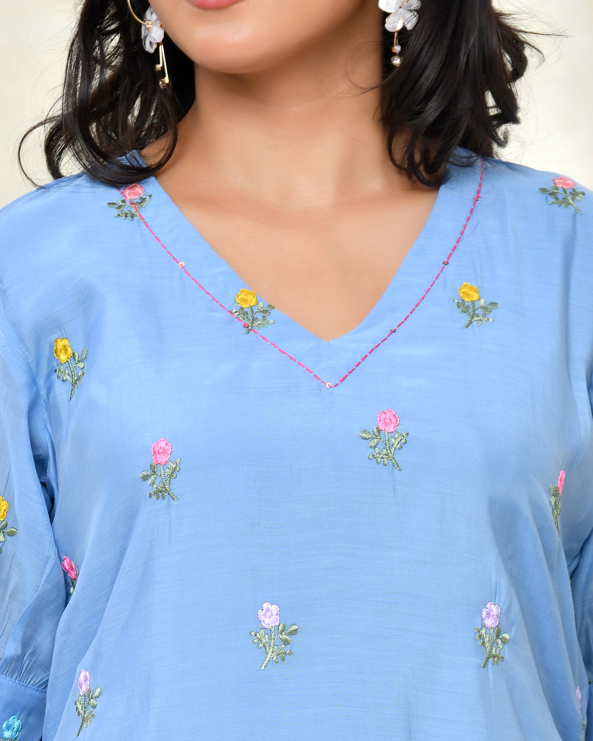 Blue Malchanderi Tunic Set