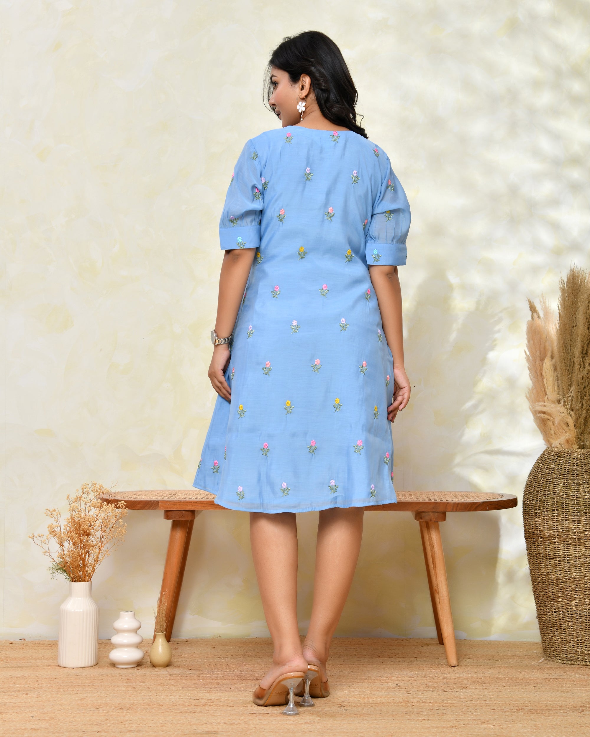 Blue Malchanderi Tunic Dress