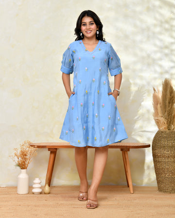 Blue Malchanderi Tunic Dress