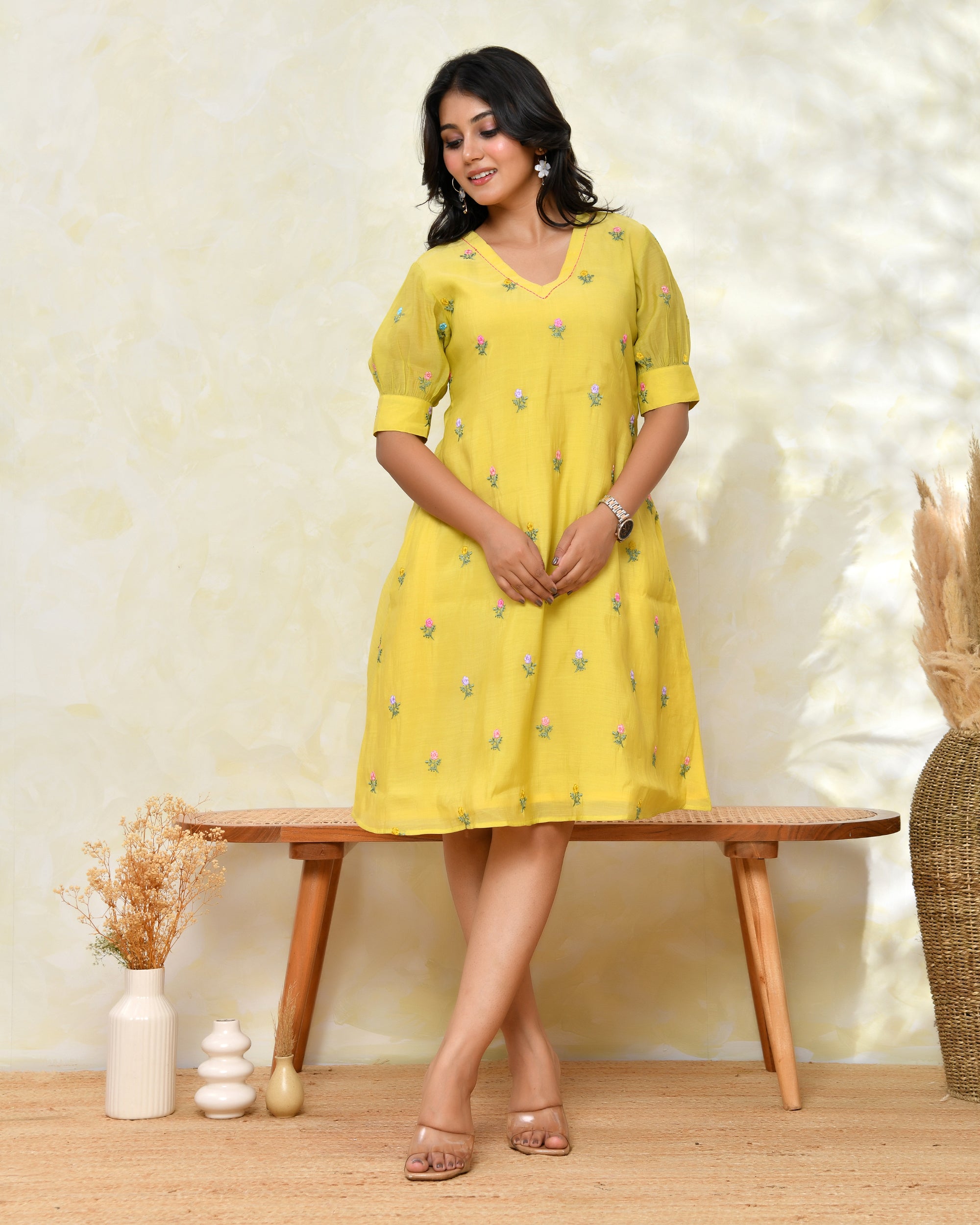 Yellow Malchanderi Tunic Dress