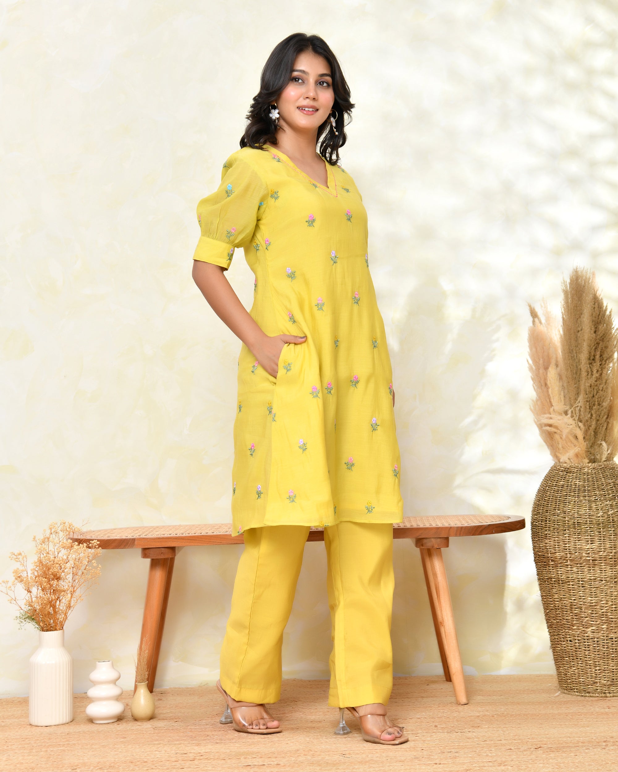Yellow Malchanderi Tunic Set