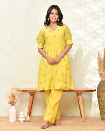Yellow Malchanderi Tunic Set