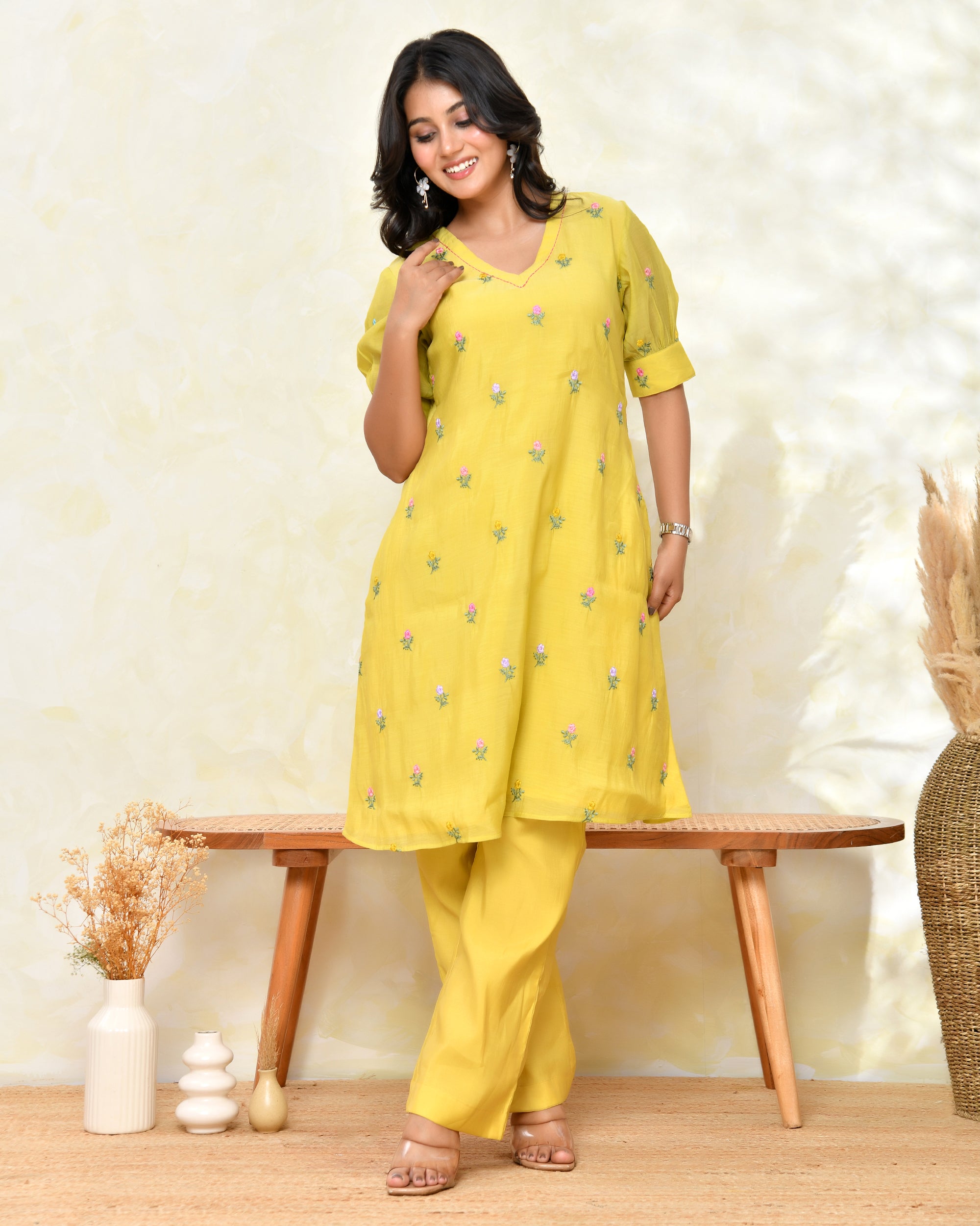 Yellow Malchanderi Tunic Set