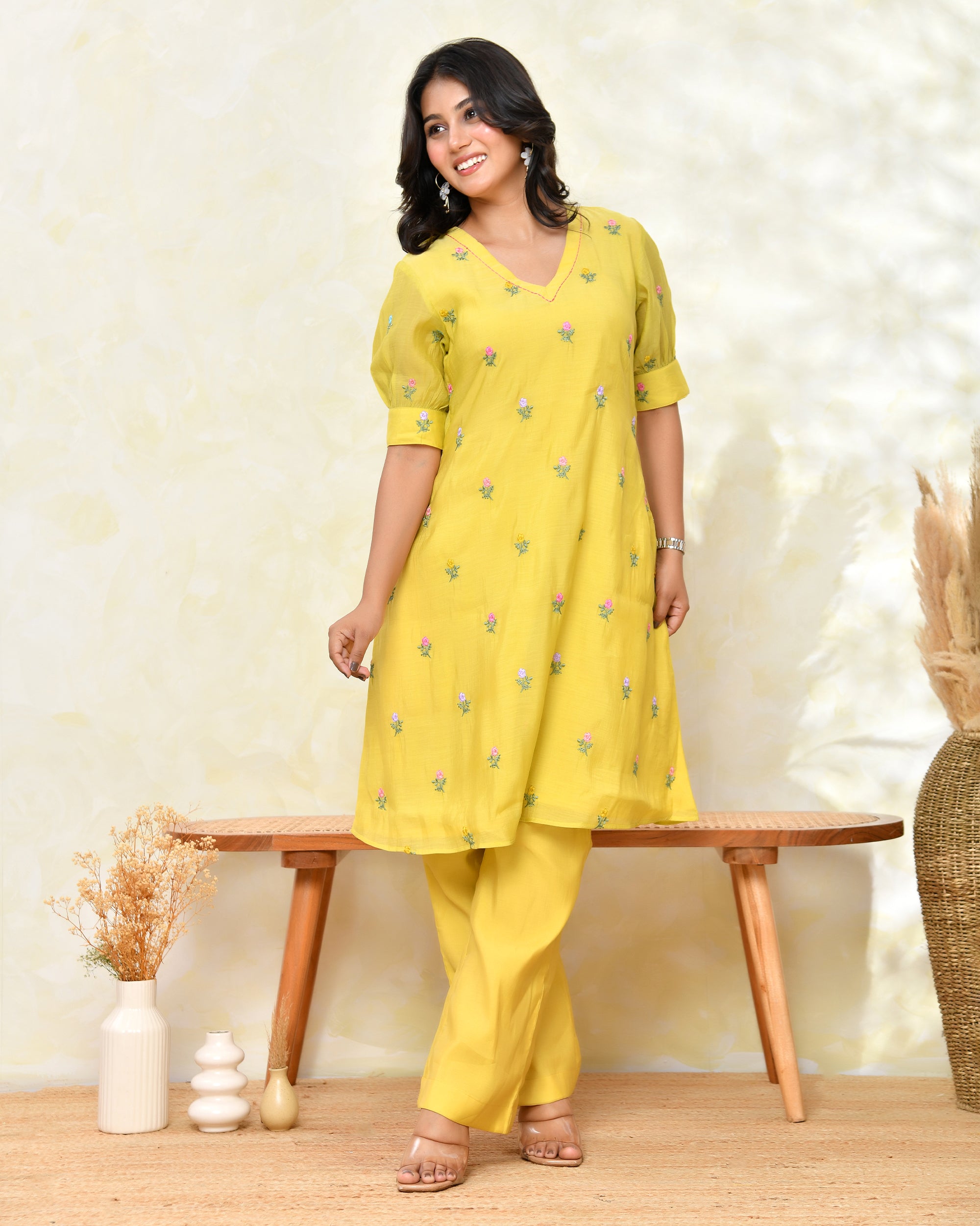 Yellow Malchanderi Tunic Set