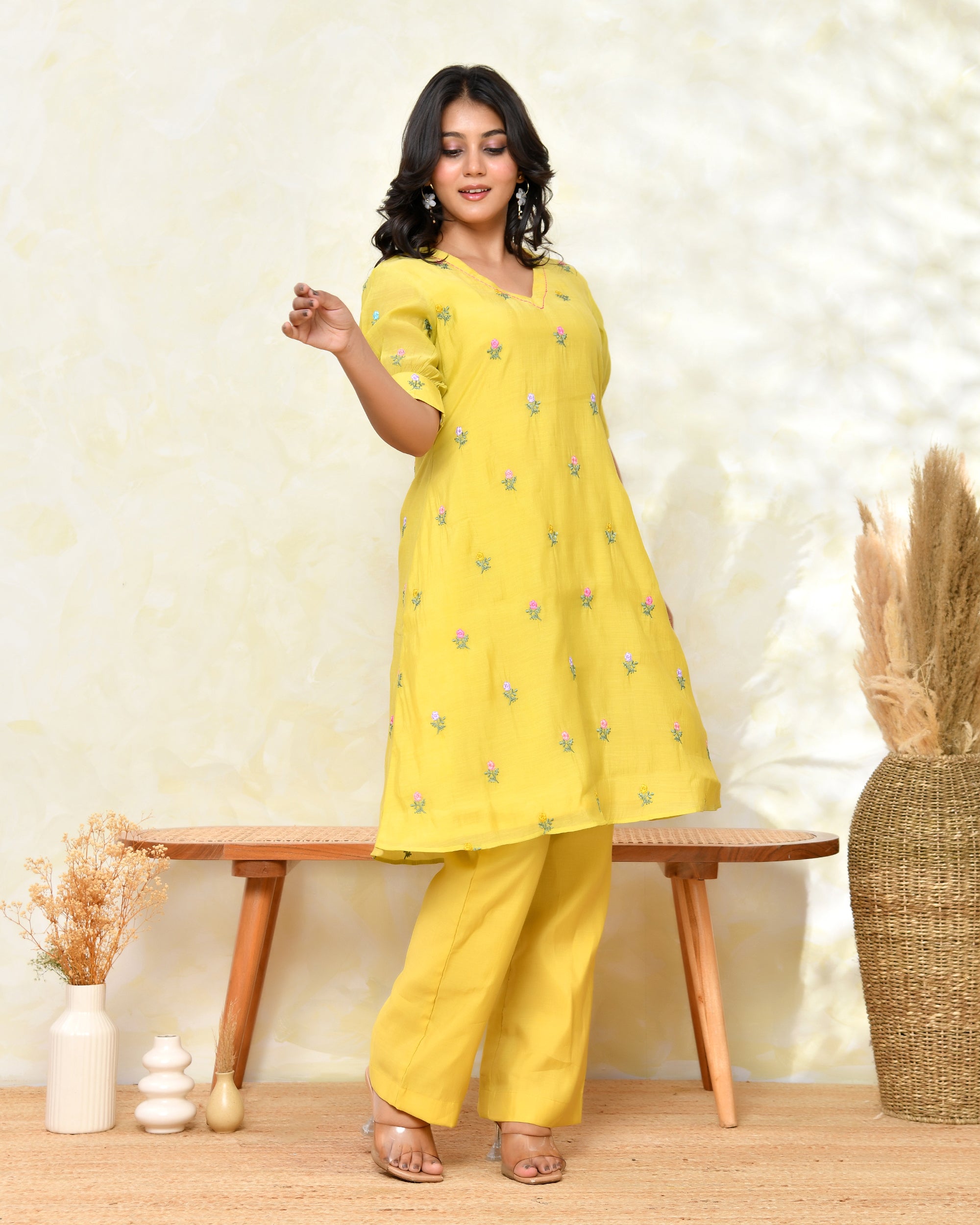Yellow Malchanderi Tunic Set