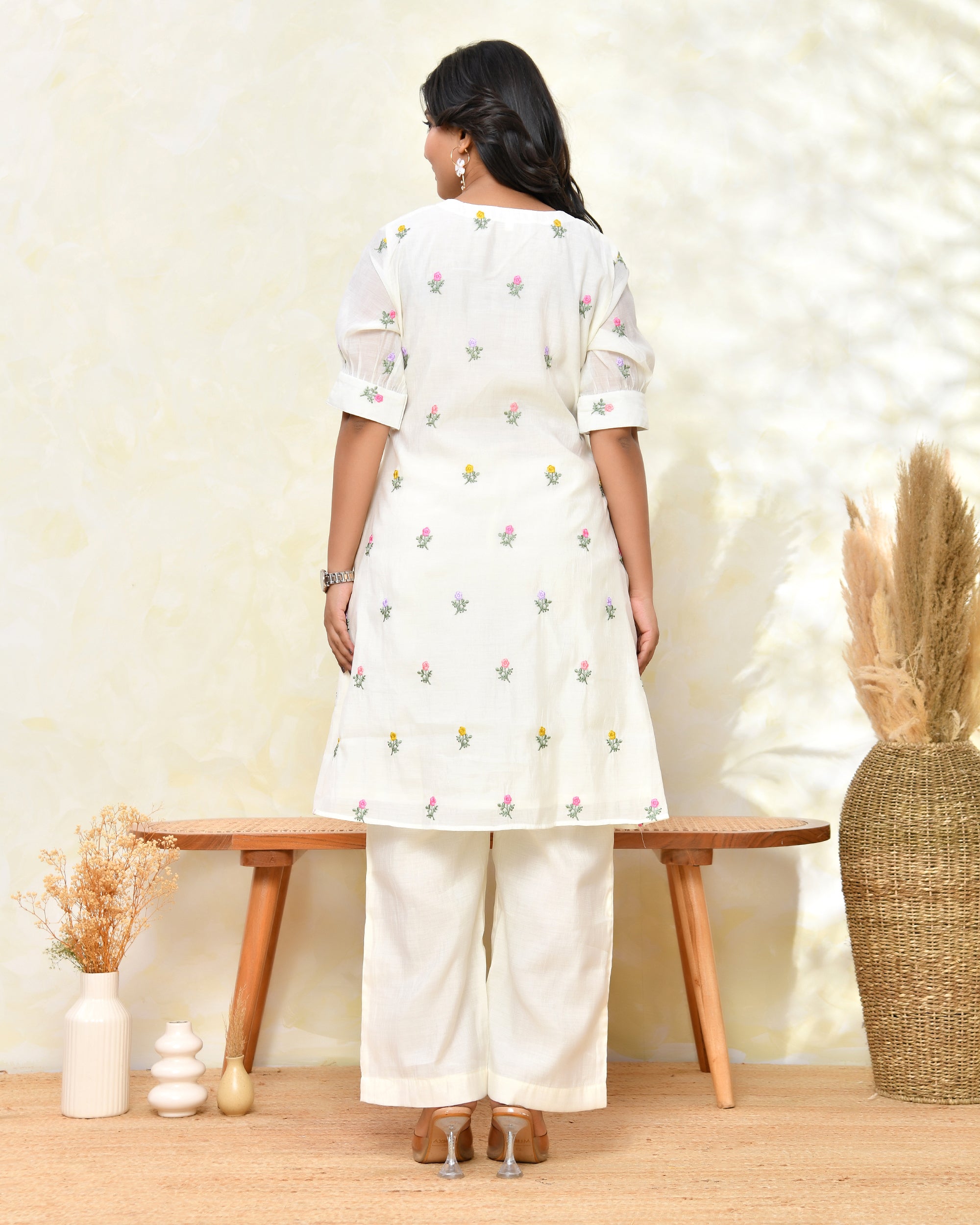 White Malchanderi Tunic Set