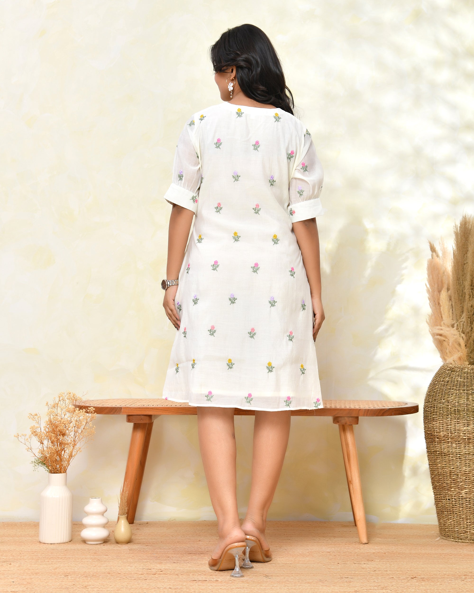 White Malchanderi Tunic Dress