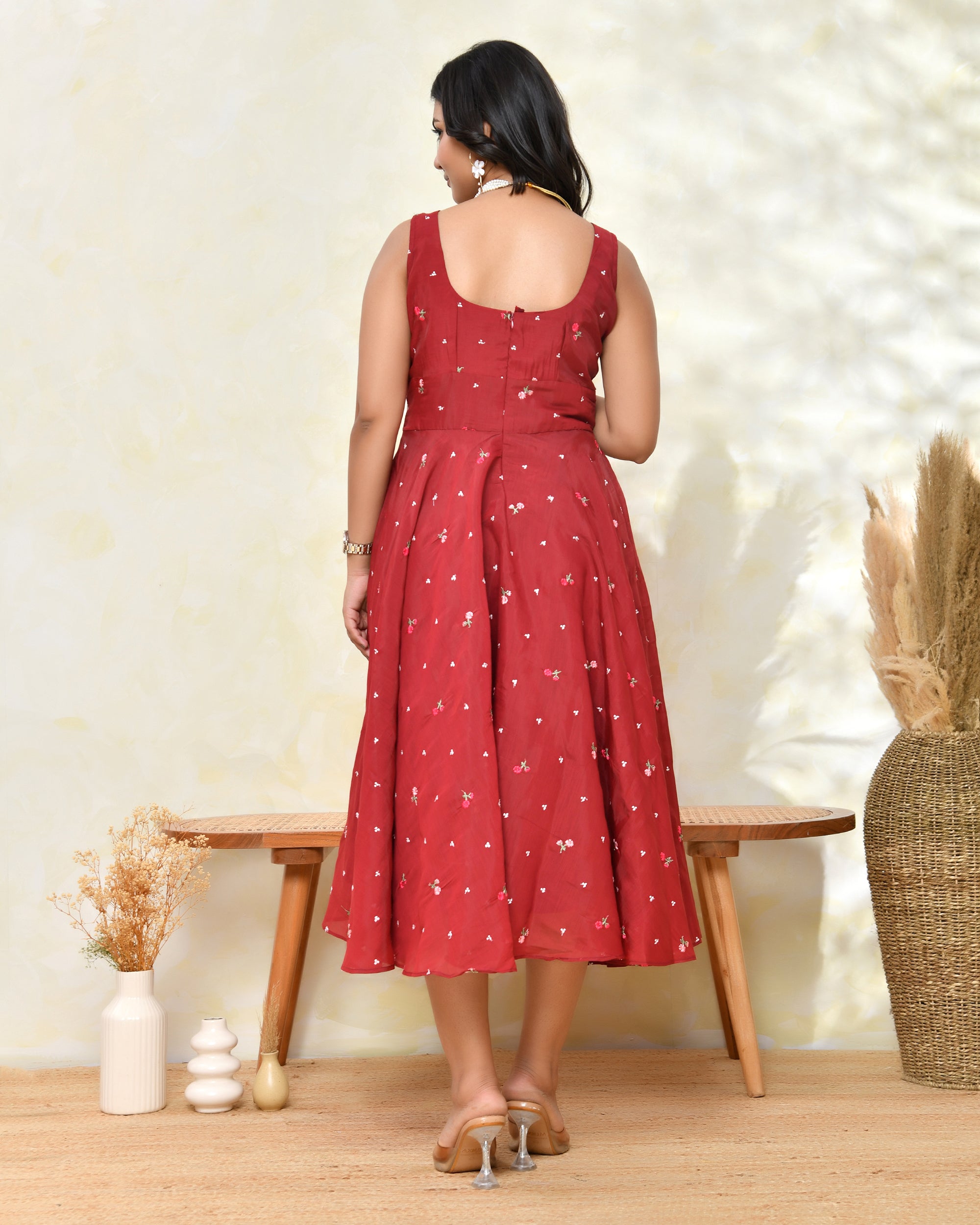 Chanderi Maroon Fare Dress