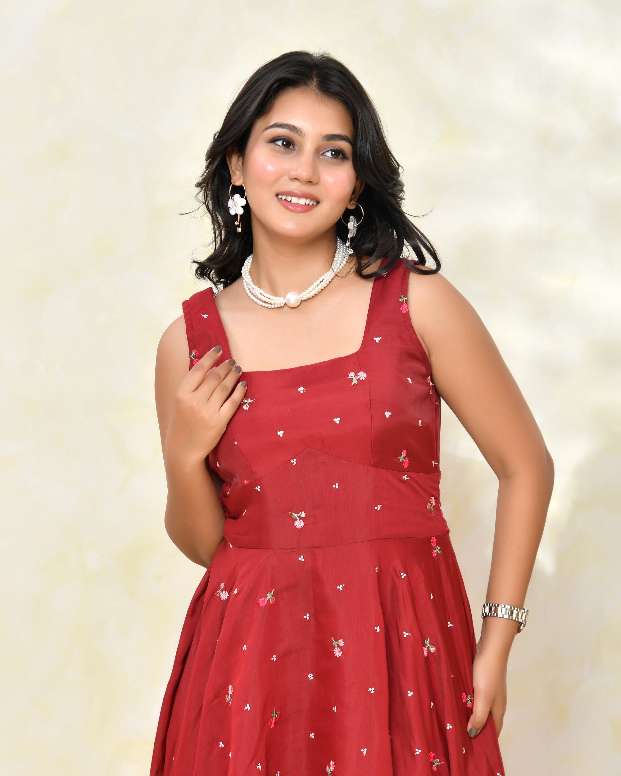 Chanderi Maroon Fare Dress