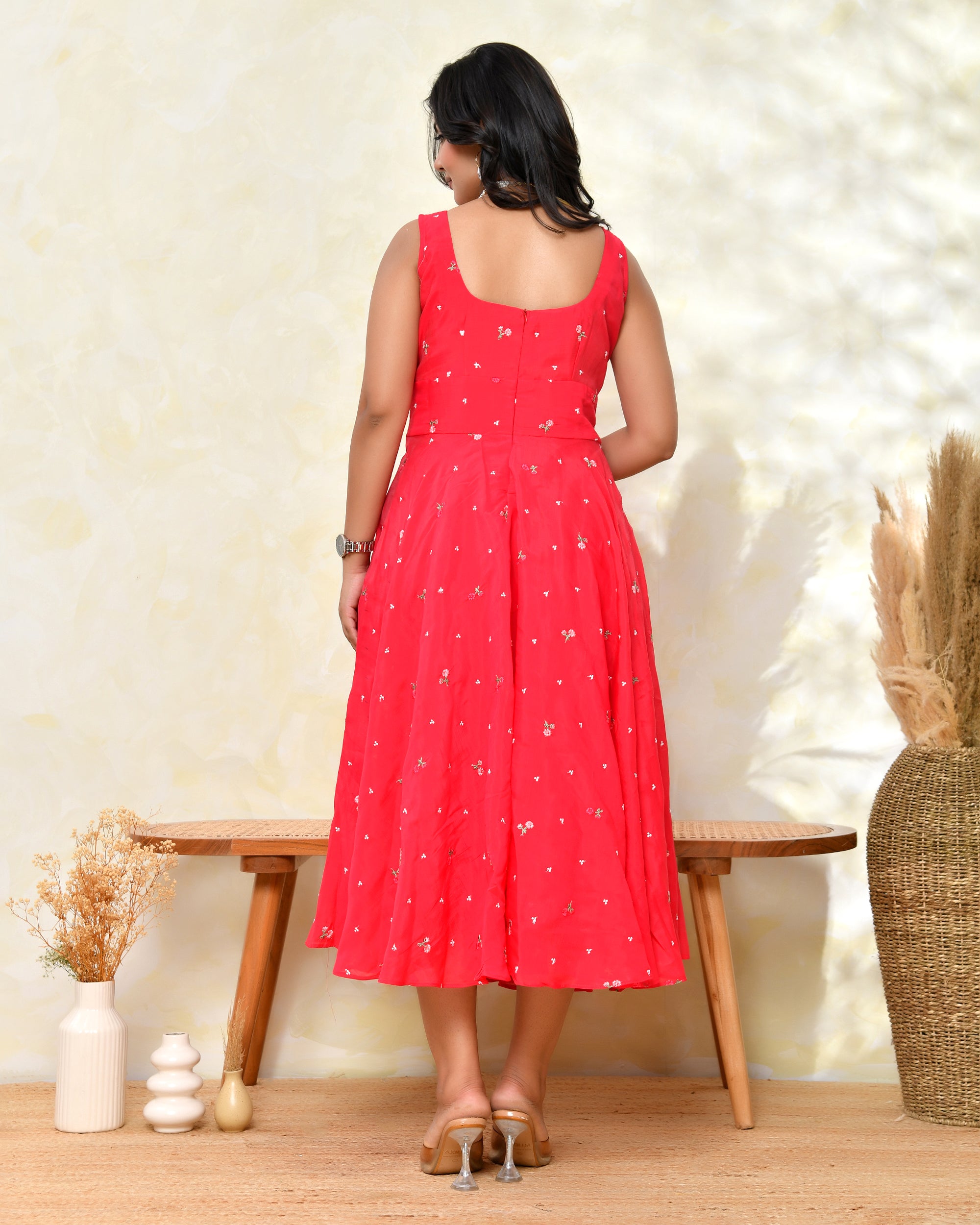 Chanderi Pink Fare Dress