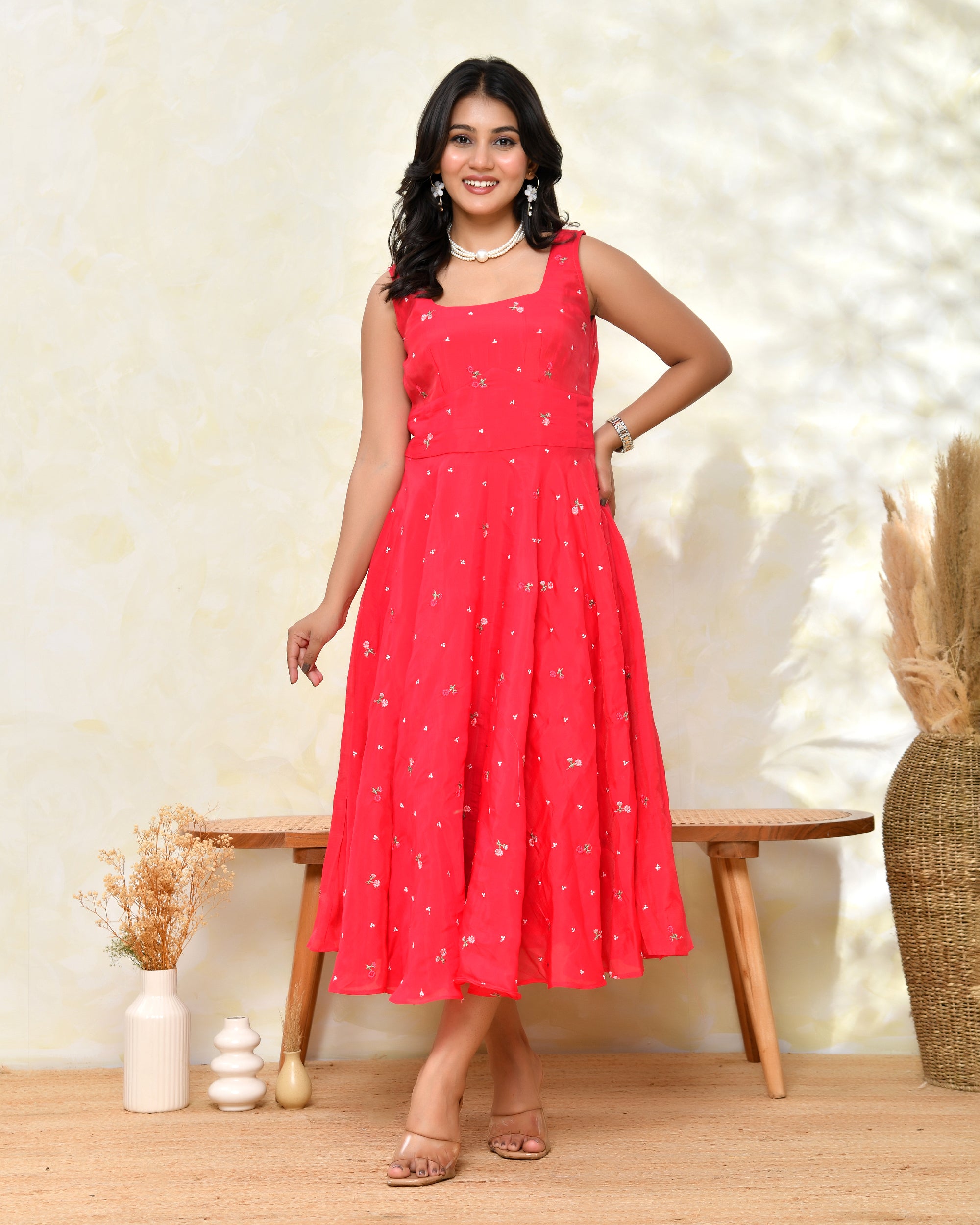 Chanderi Pink Fare Dress