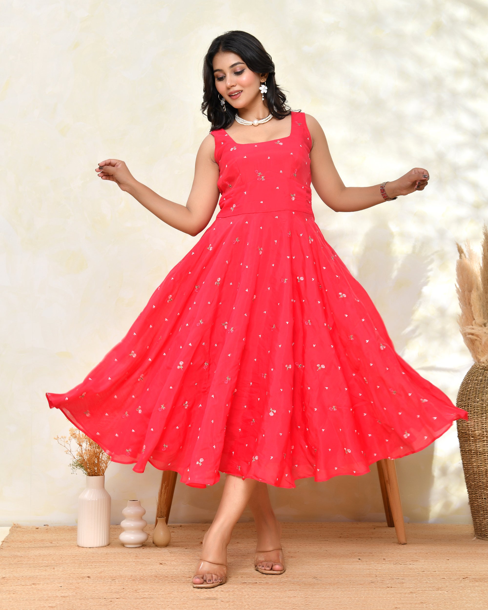 Chanderi Pink Fare Dress