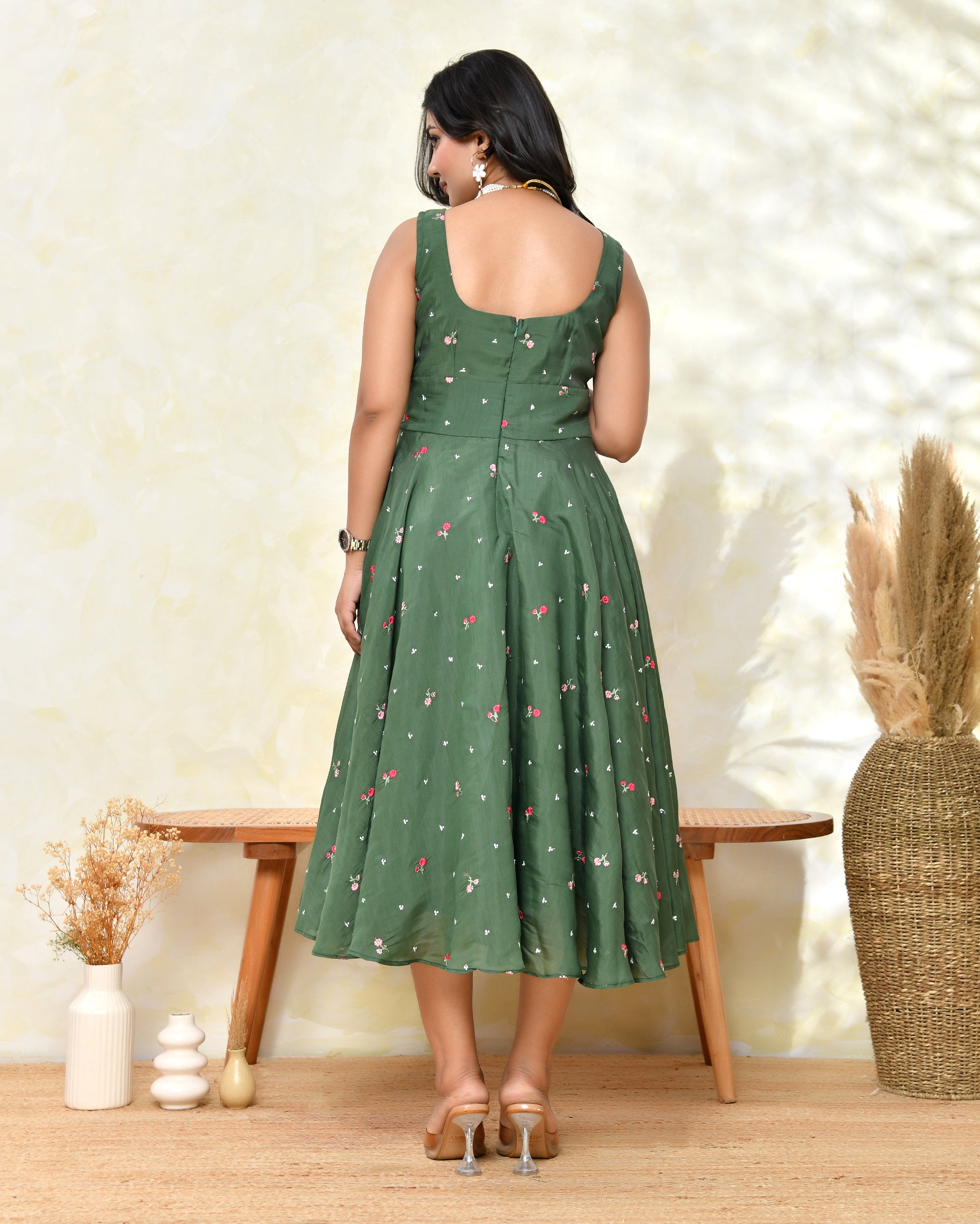Chanderi Green Fare Dress