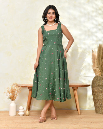 Chanderi Green Fare Dress