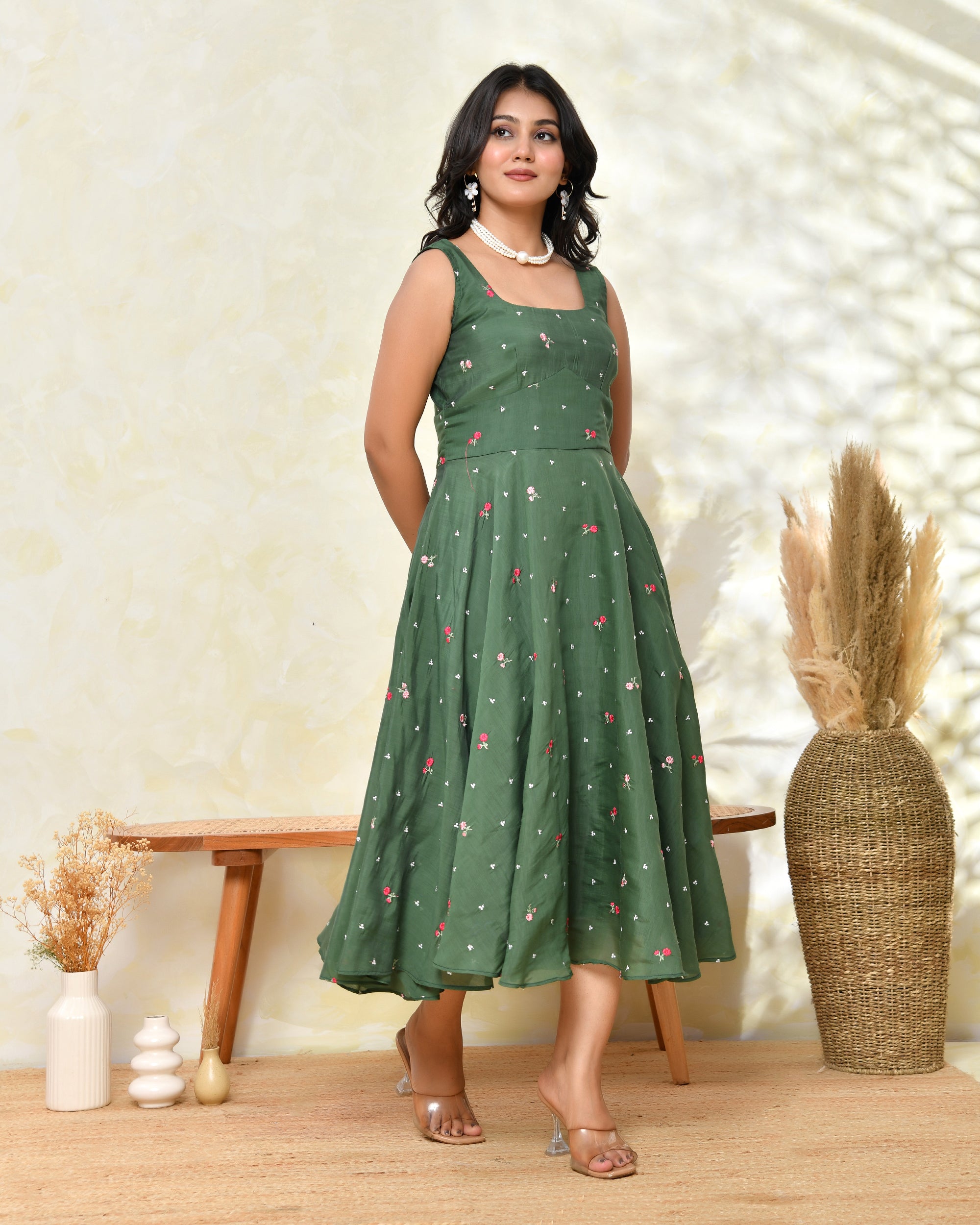 Chanderi Green Fare Dress