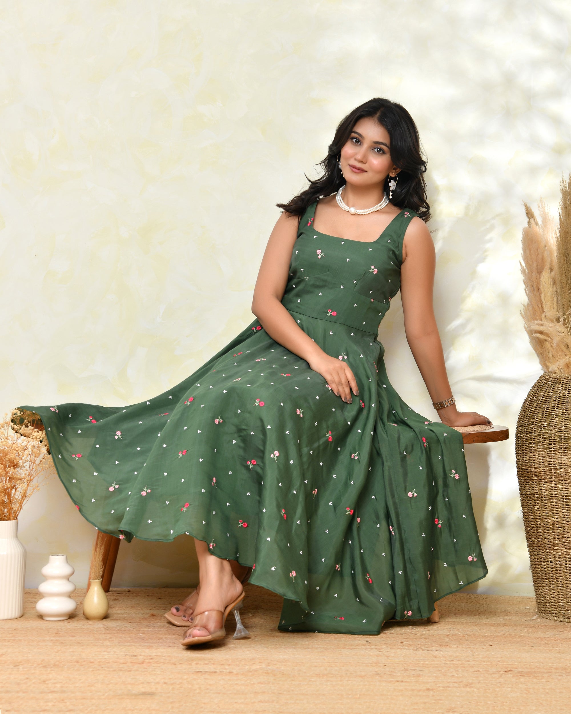 Chanderi Green Fare Dress