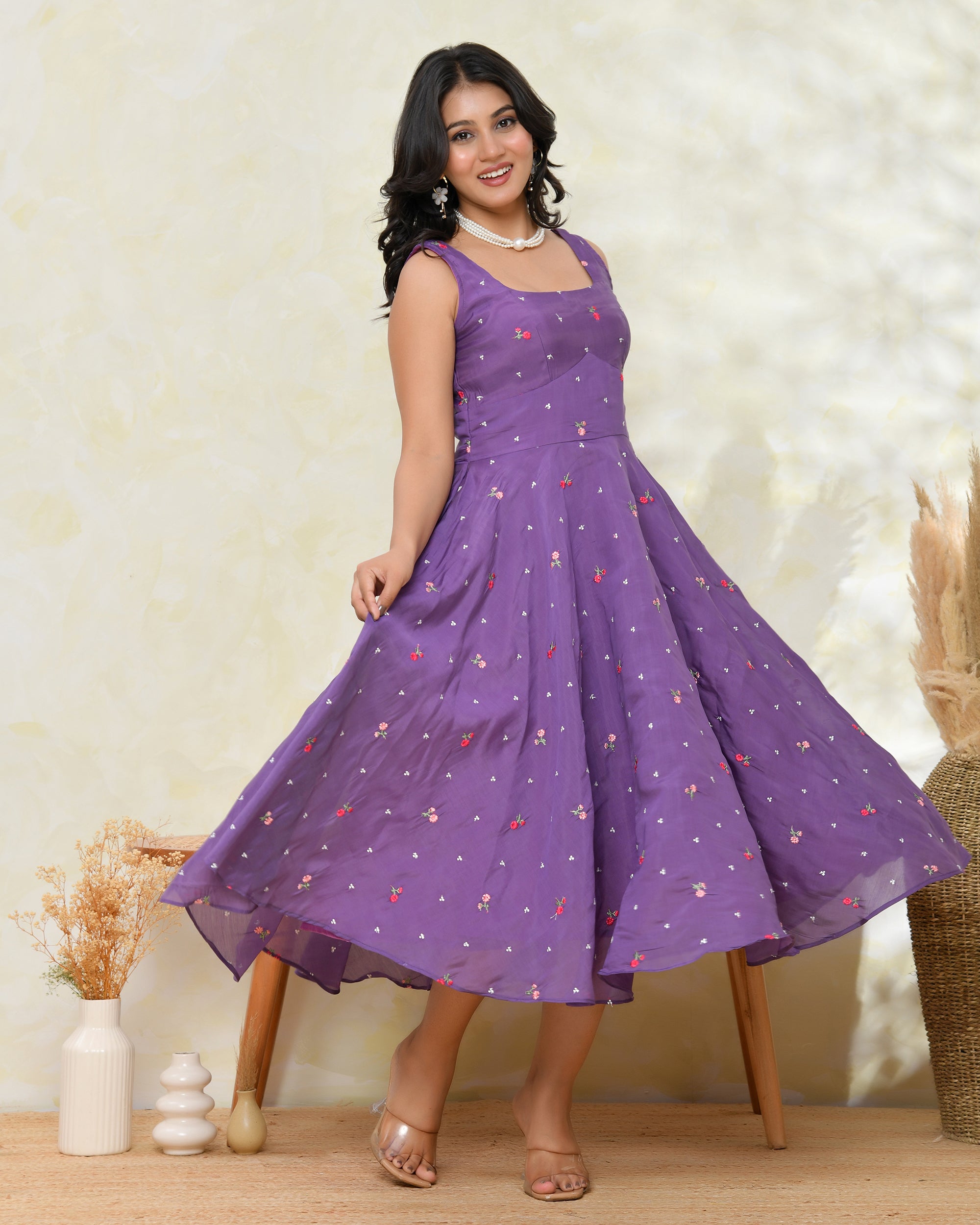 Chanderi Purpal Fare Dress