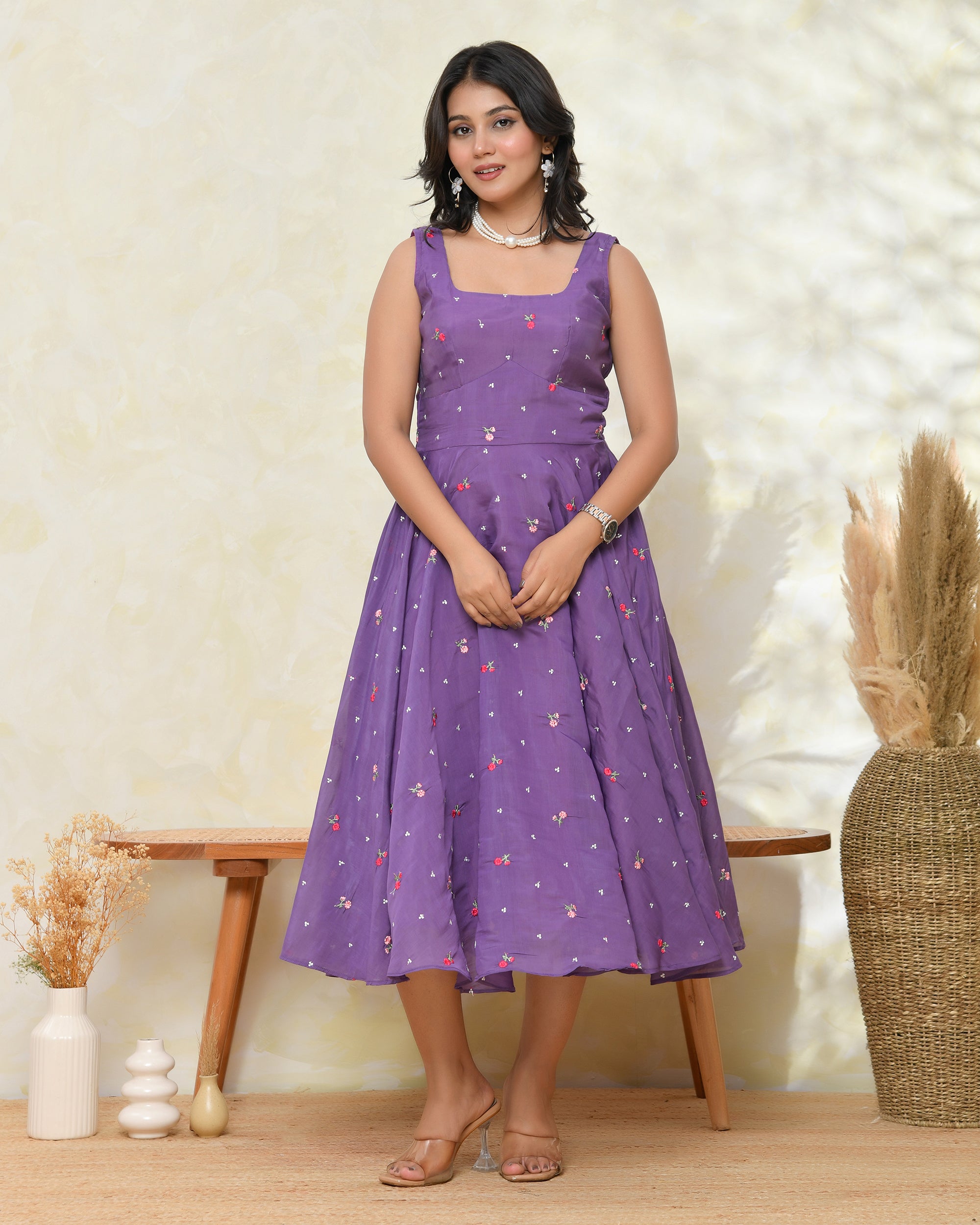 Chanderi Purpal Fare Dress