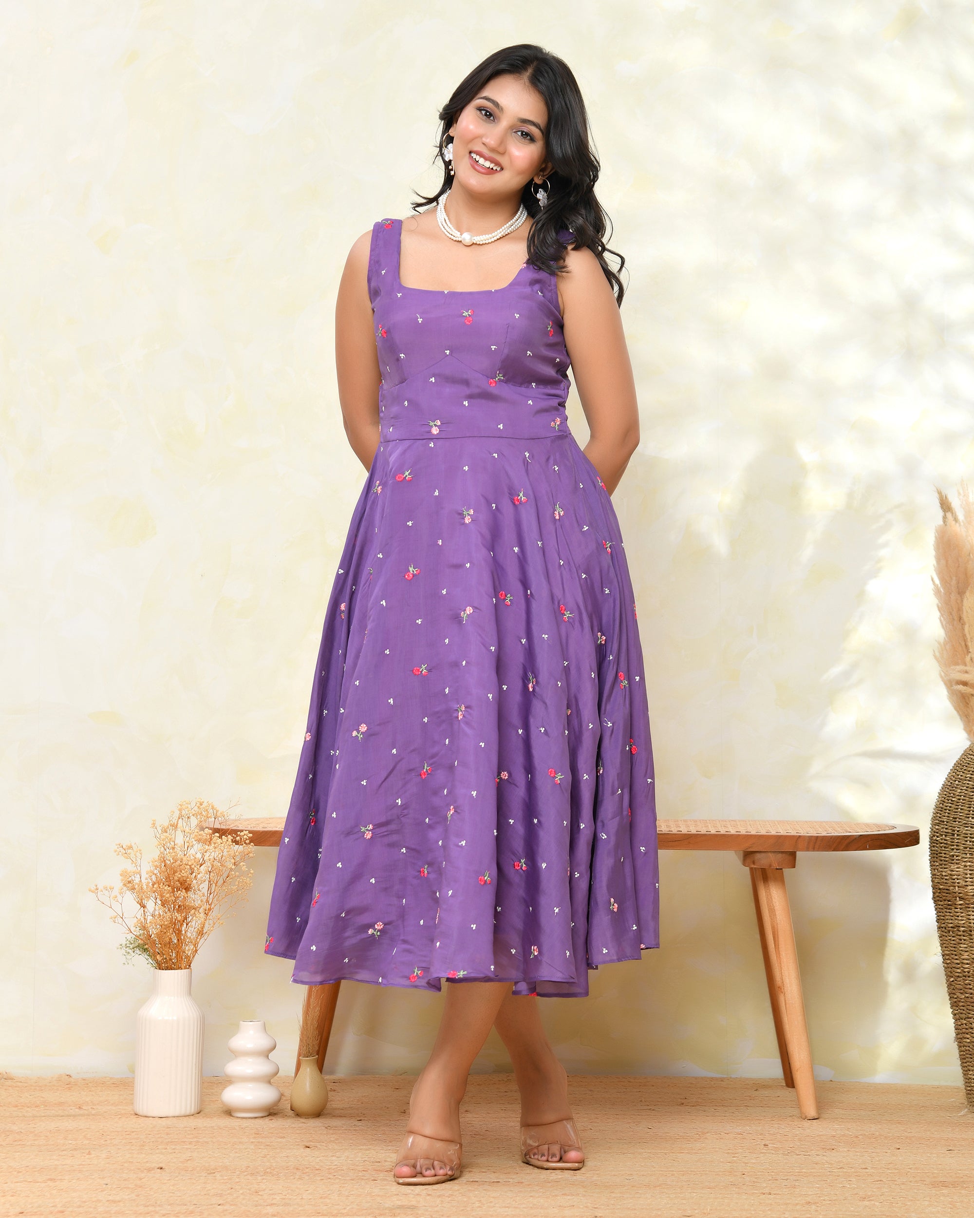 Chanderi Purpal Fare Dress