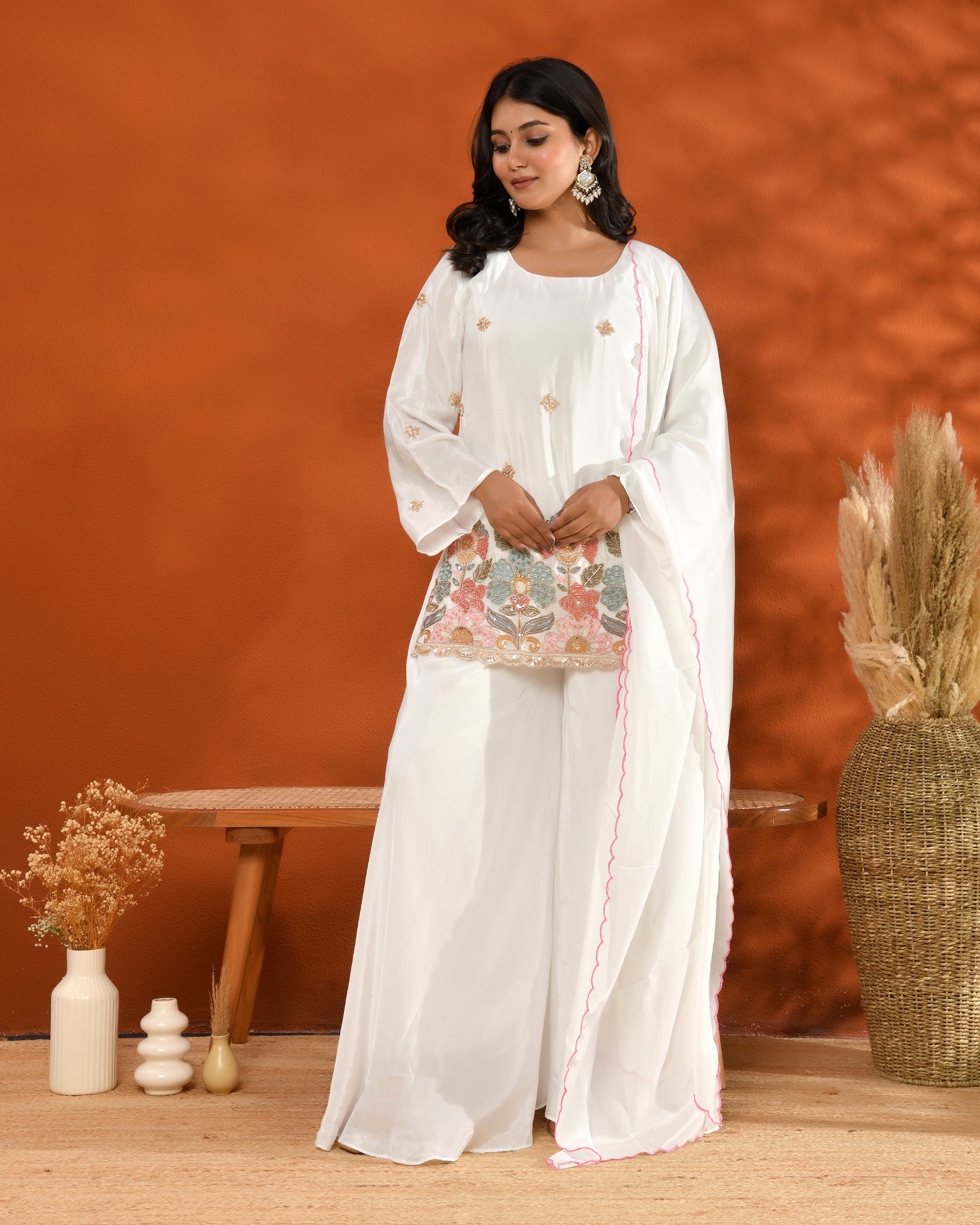 Crape handwork Sharara Set