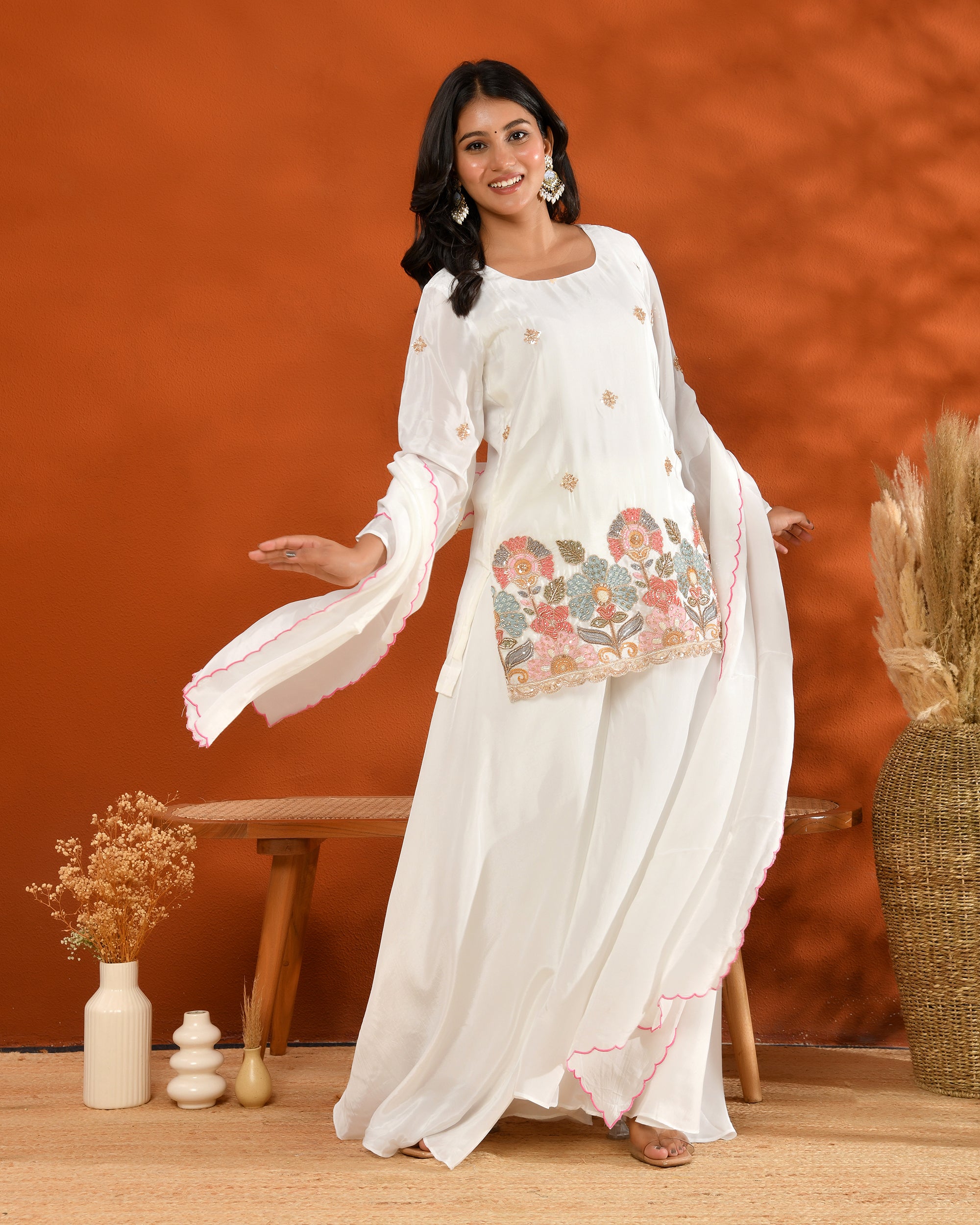 Crape handwork Sharara Set