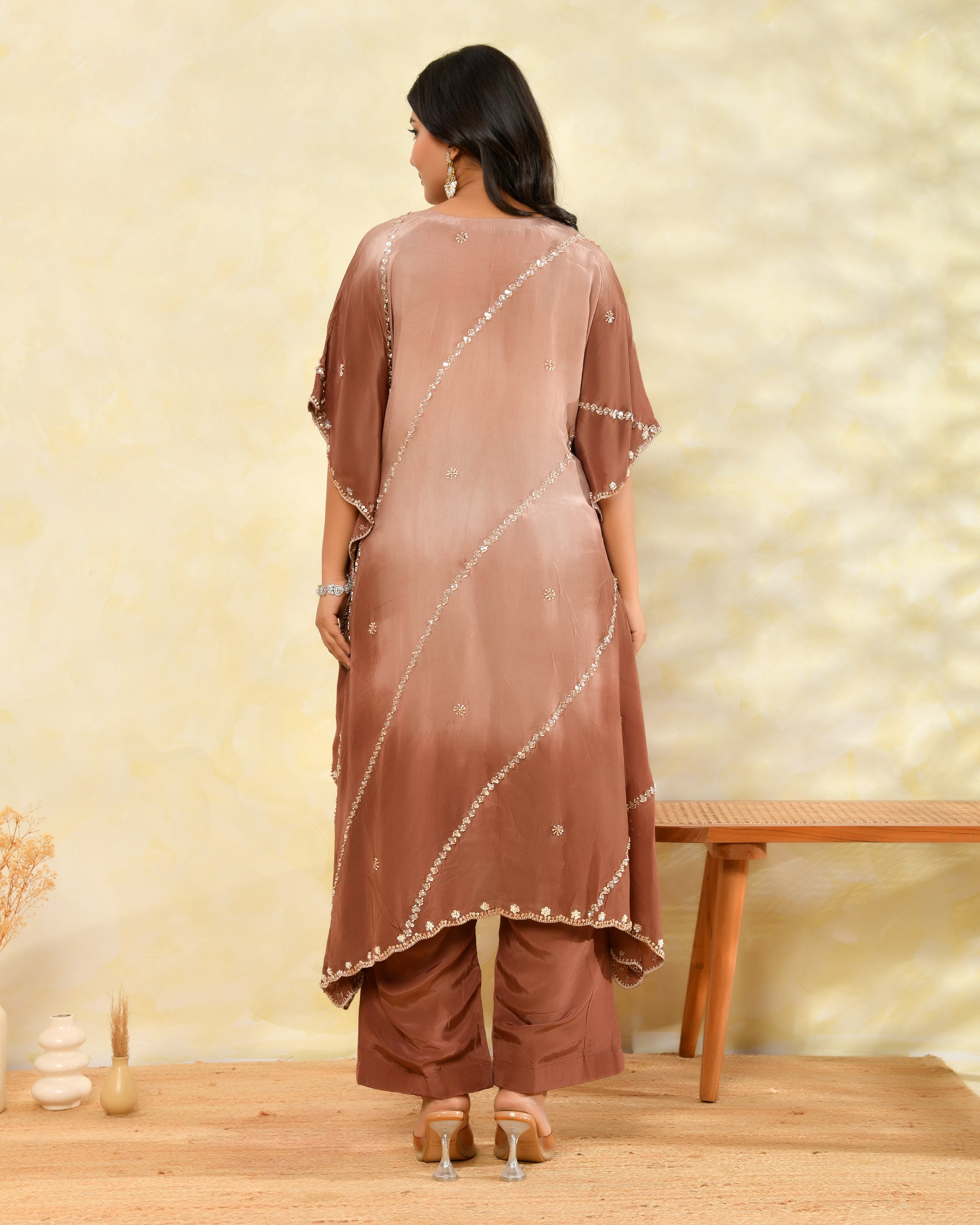 Brown Handwork Kaftan Set